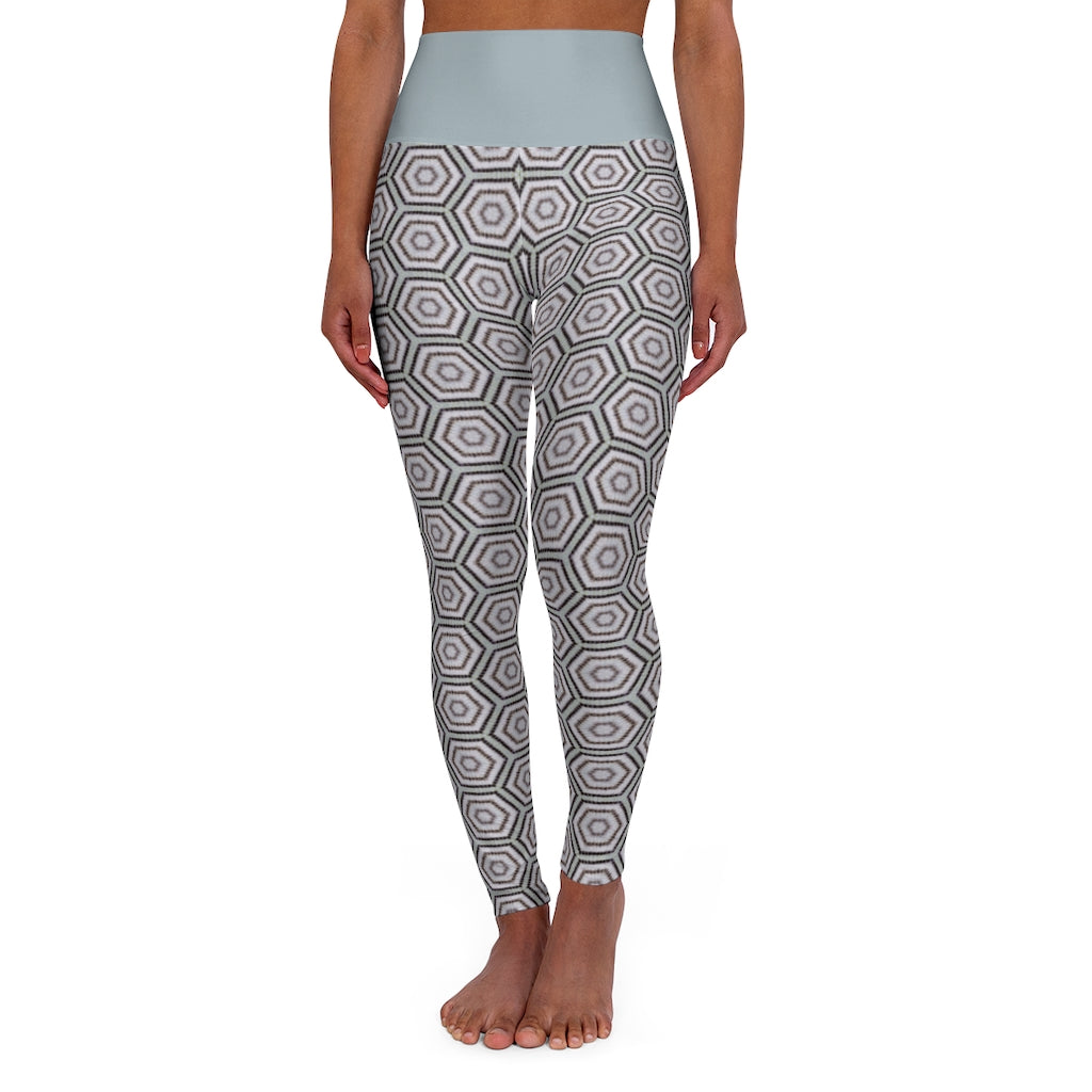 Geometric Leggings for Women, Black Yoga Leggings, High Waisted