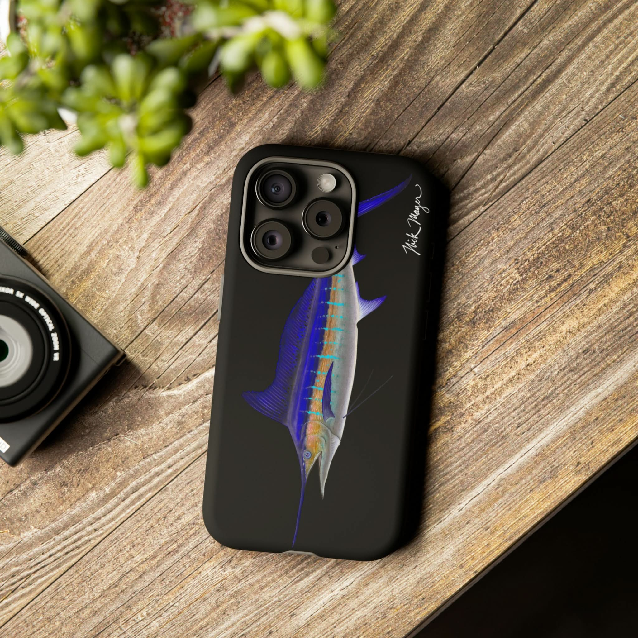 Striped Marlin Black iPhone 15 Case