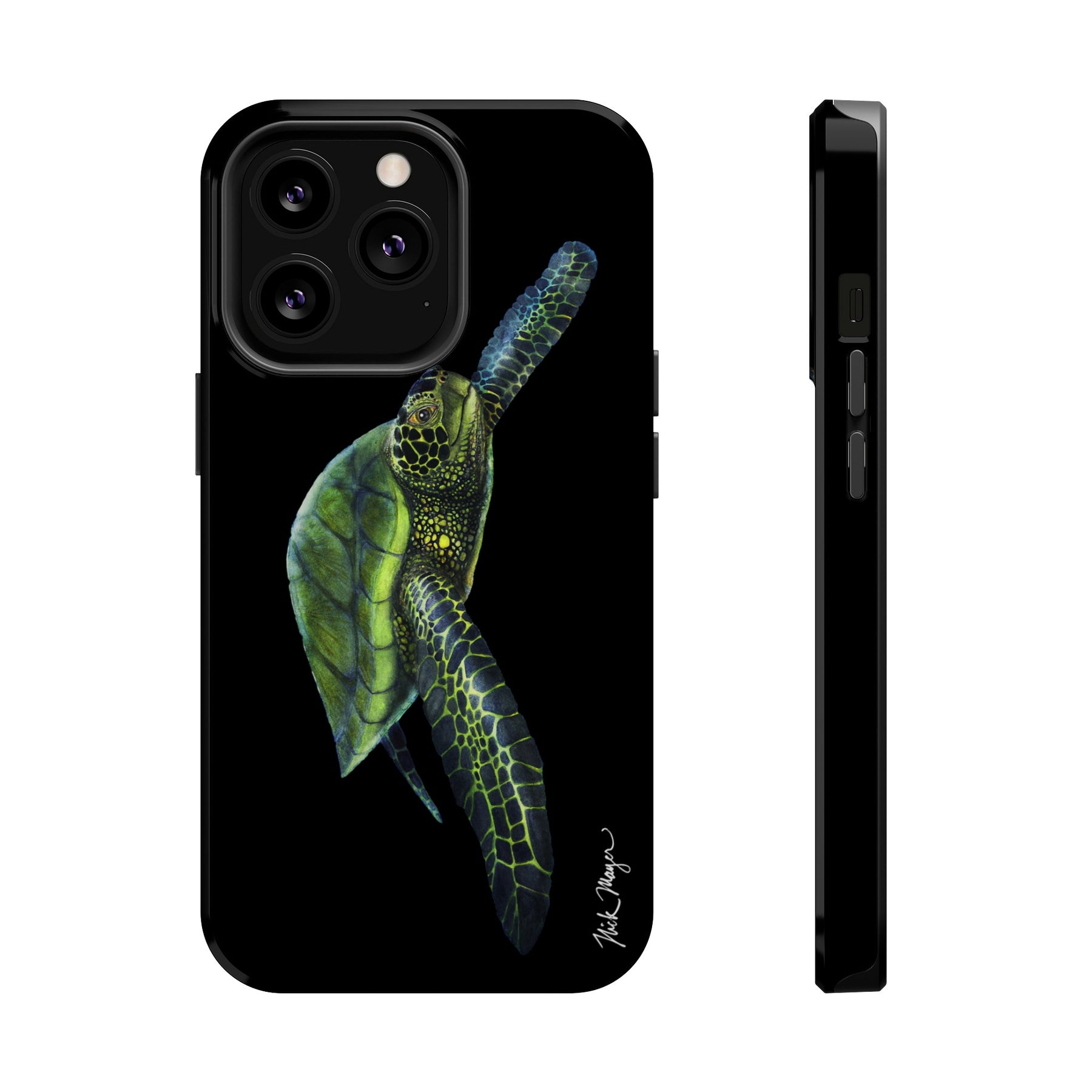 Green Sea Turtle MagSafe Black iPhone Case