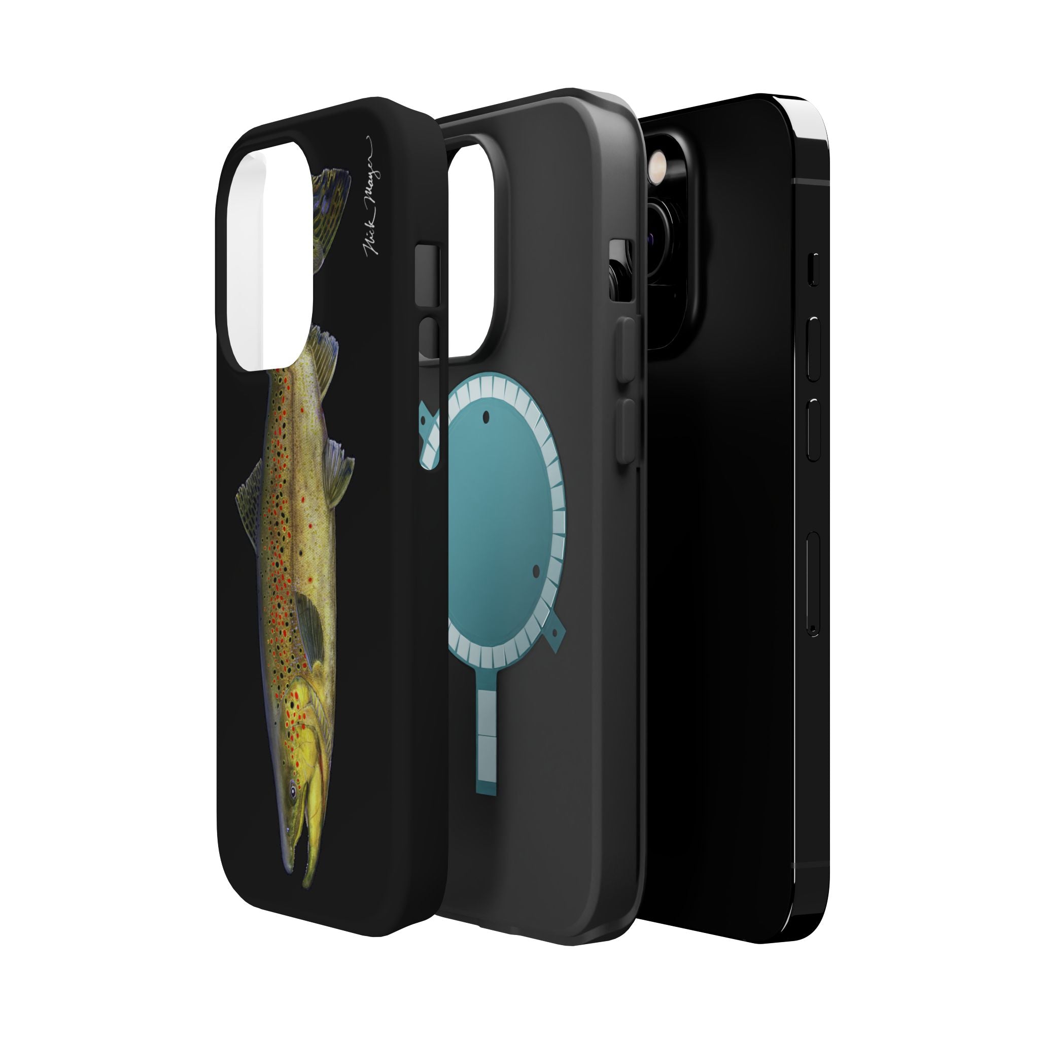 Brown Trout MagSafe Black iPhone Case