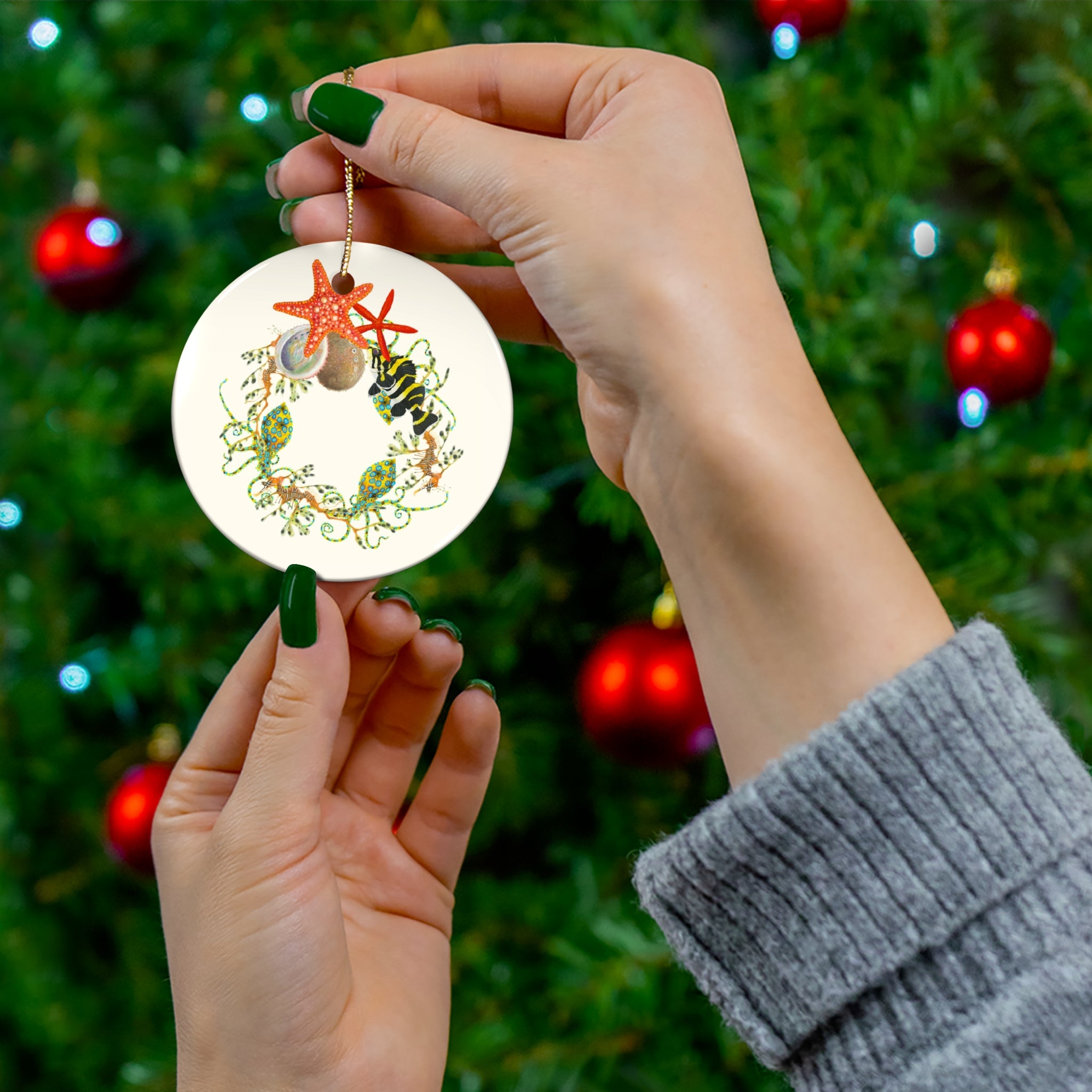 Nautical Wreath Ceramic Ornament