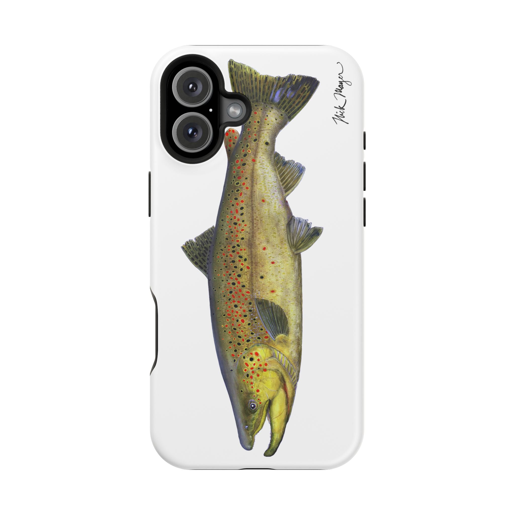 Brown Trout MagSafe White iPhone Case