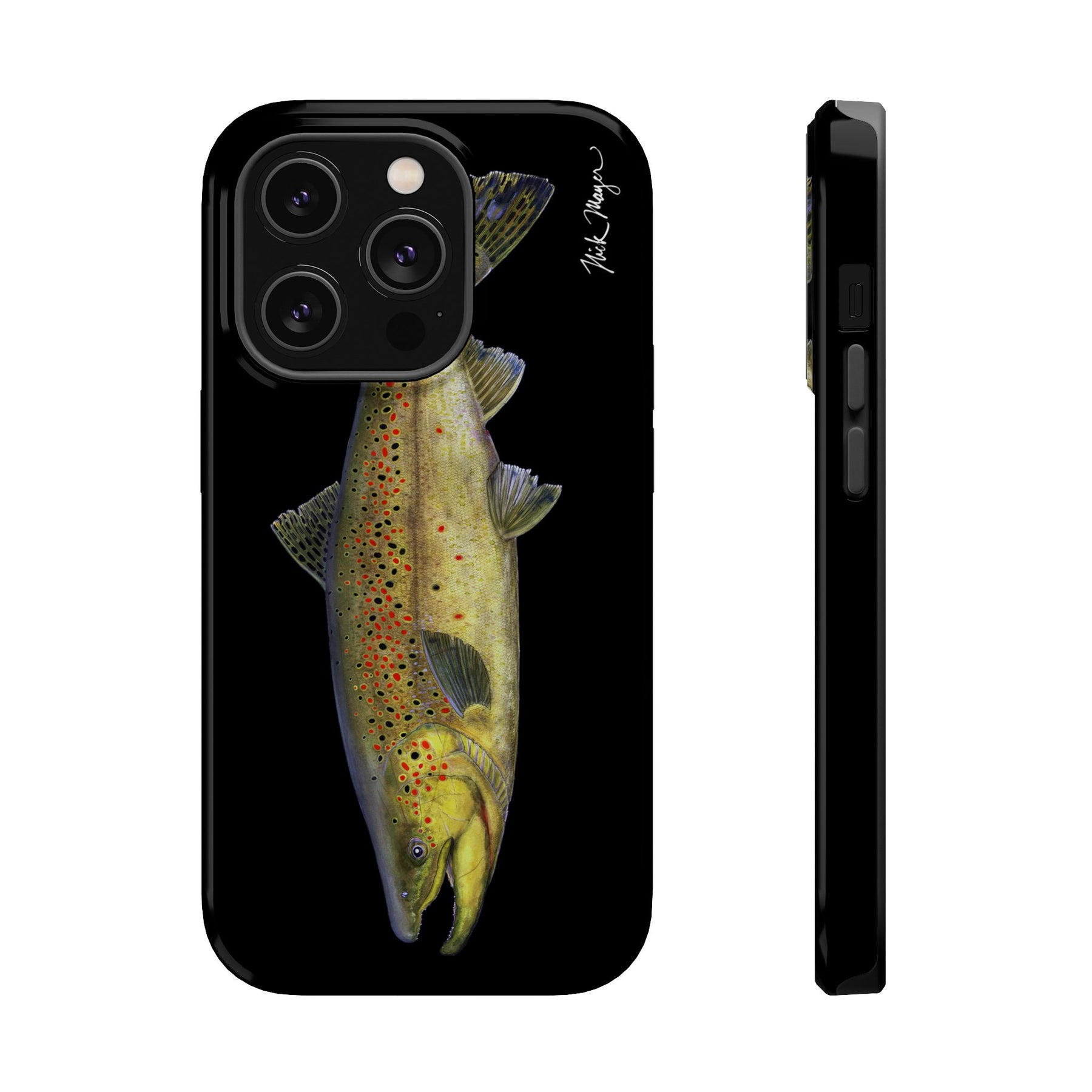 Brown Trout MagSafe Black iPhone Case