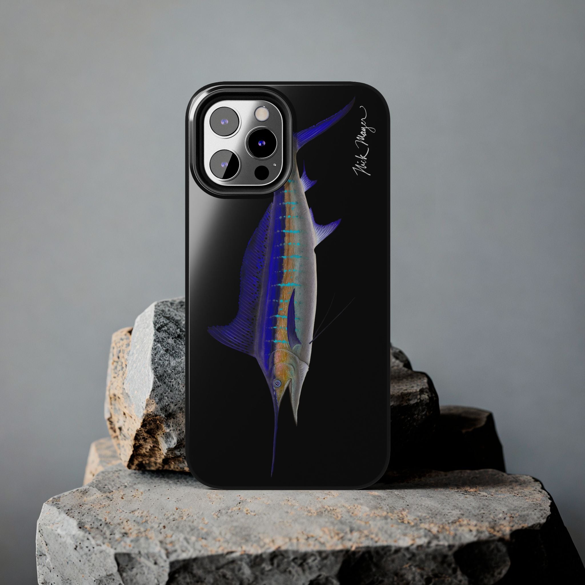 Striped Marlin Black Phone Case (iPhone)