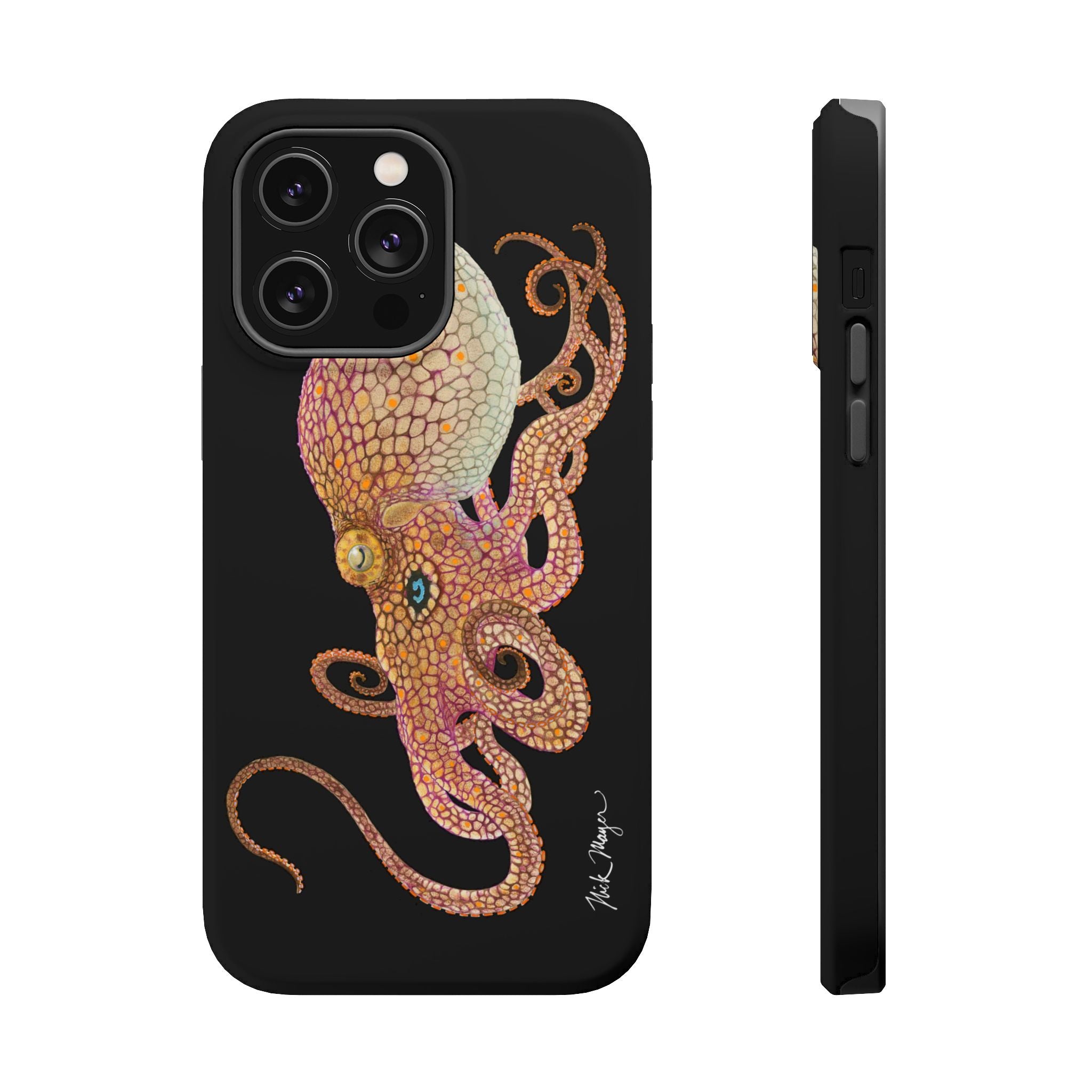 Two Spot Octopus MagSafe Black iPhone Case