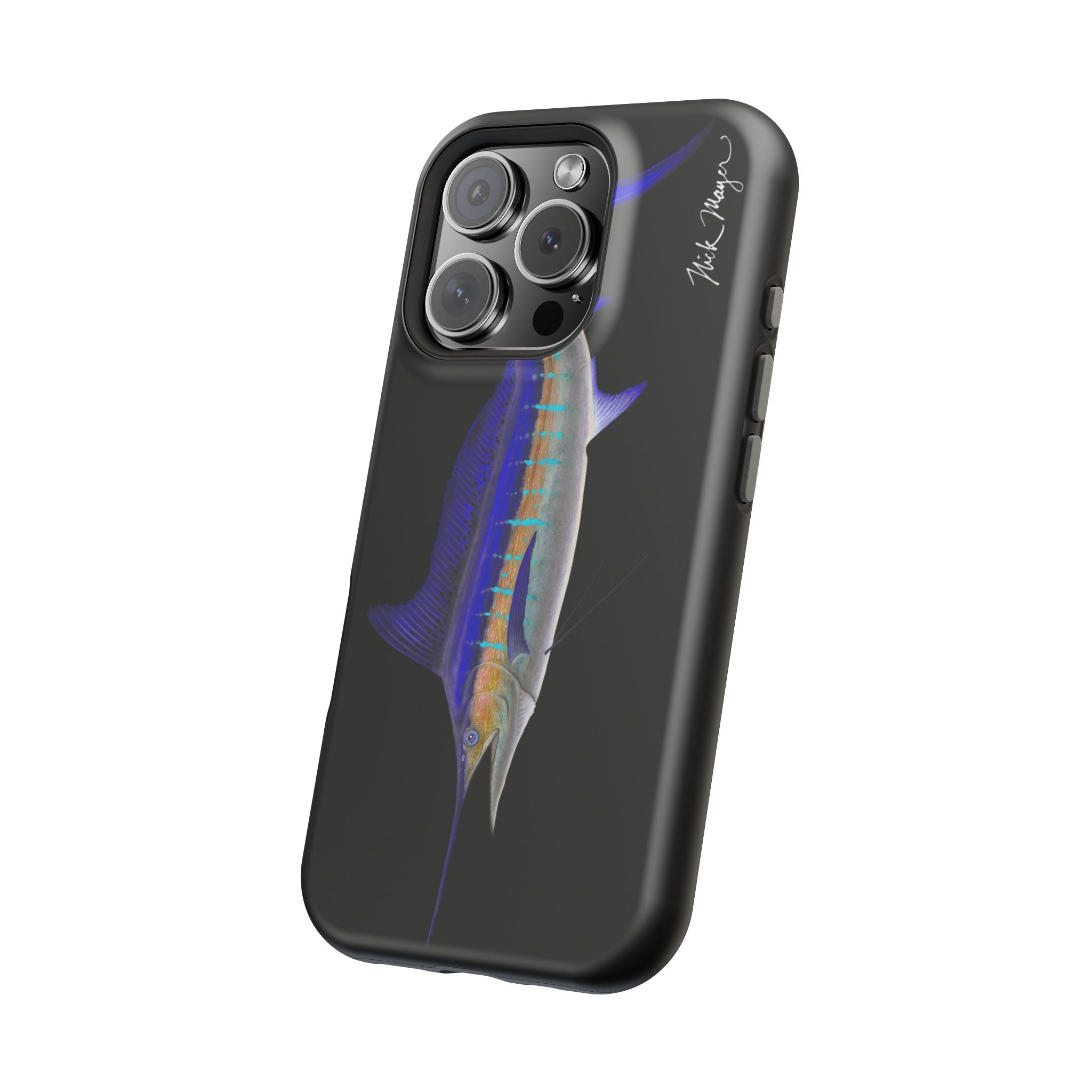 Striped Marlin MagSafe Black iPhone Case