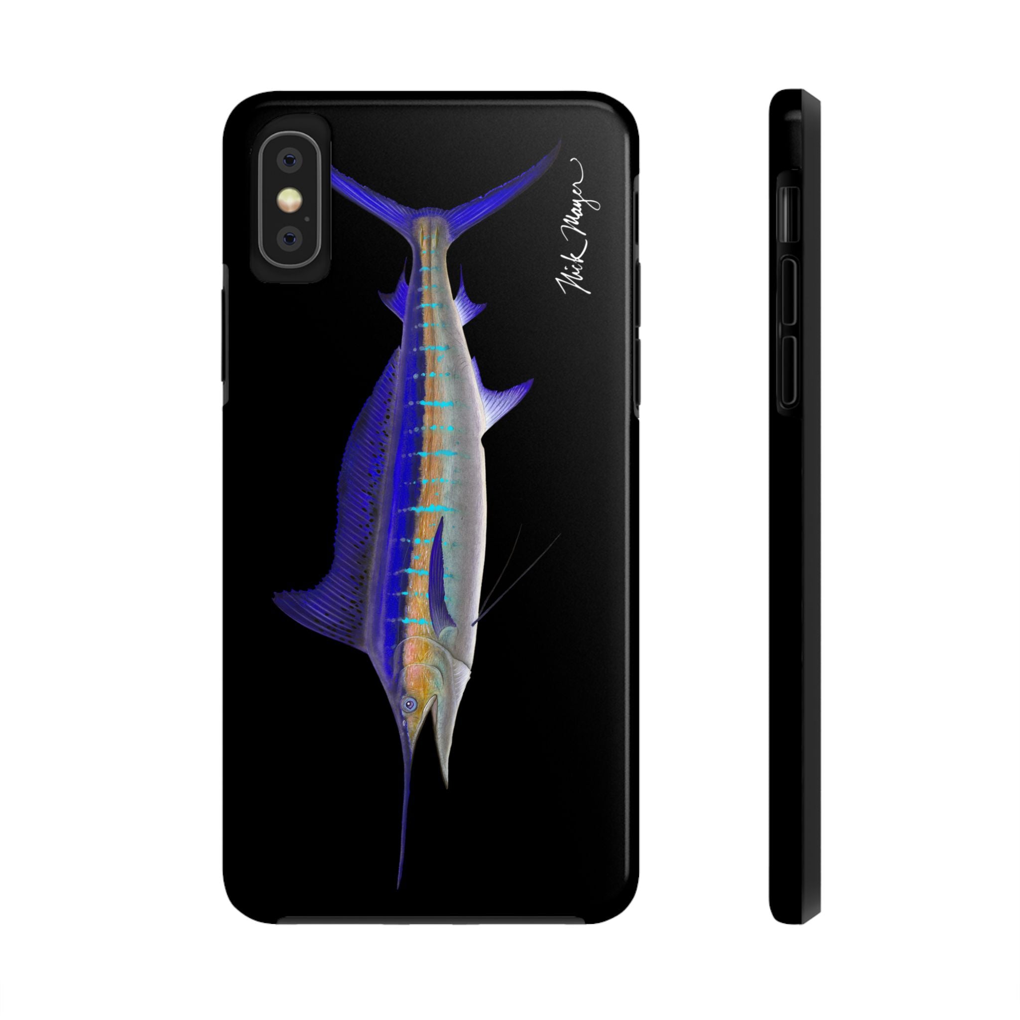 Striped Marlin Black Phone Case (iPhone)