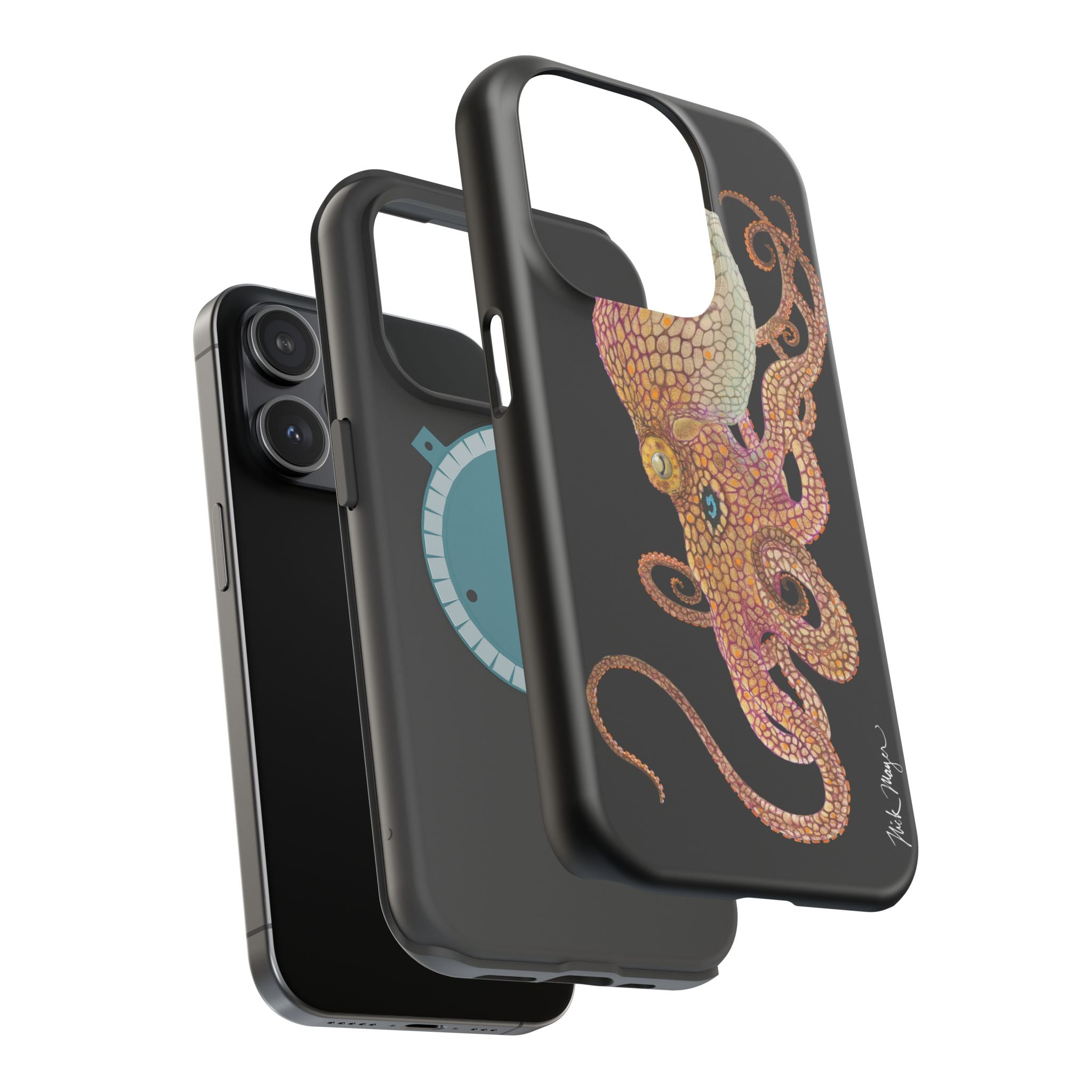 Two Spot Octopus MagSafe Black iPhone Case