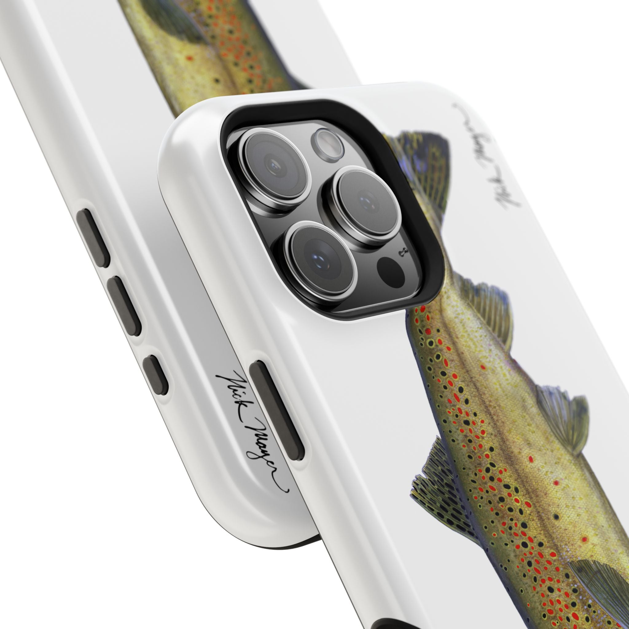 Brown Trout MagSafe White iPhone Case