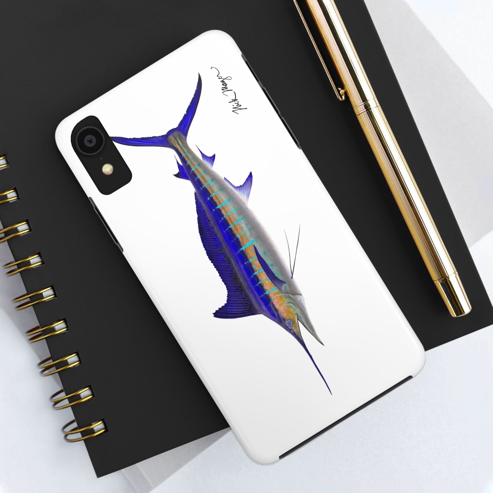 Striped Marlin White Phone Case (iPhone)