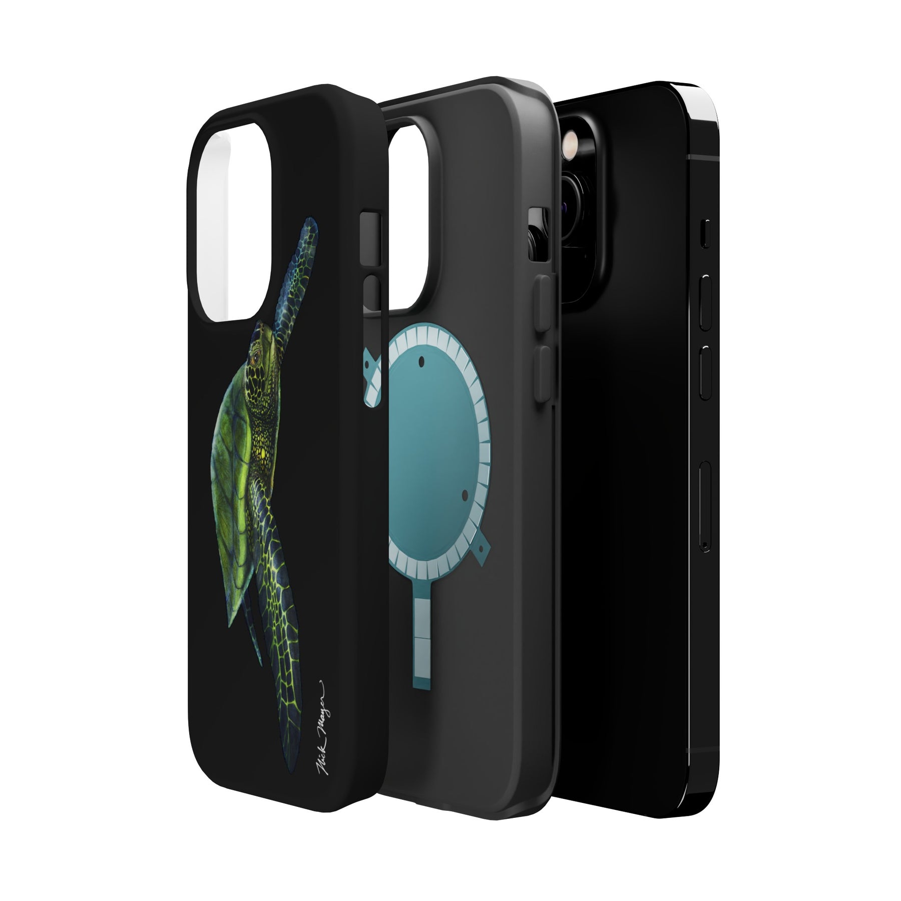 Green Sea Turtle MagSafe Black iPhone Case