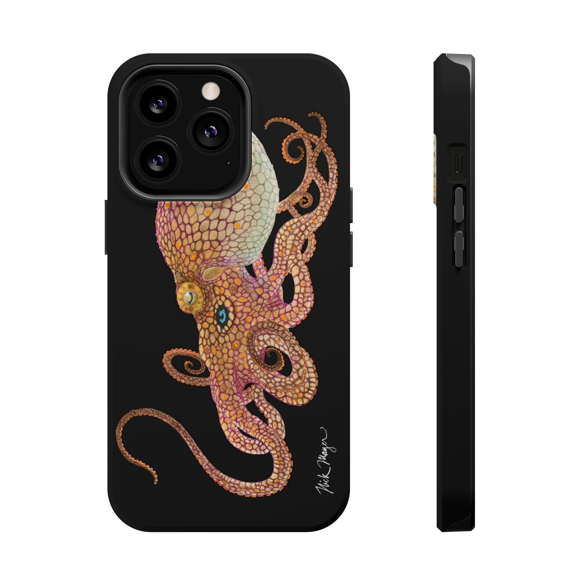 Two Spot Octopus MagSafe Black iPhone Case