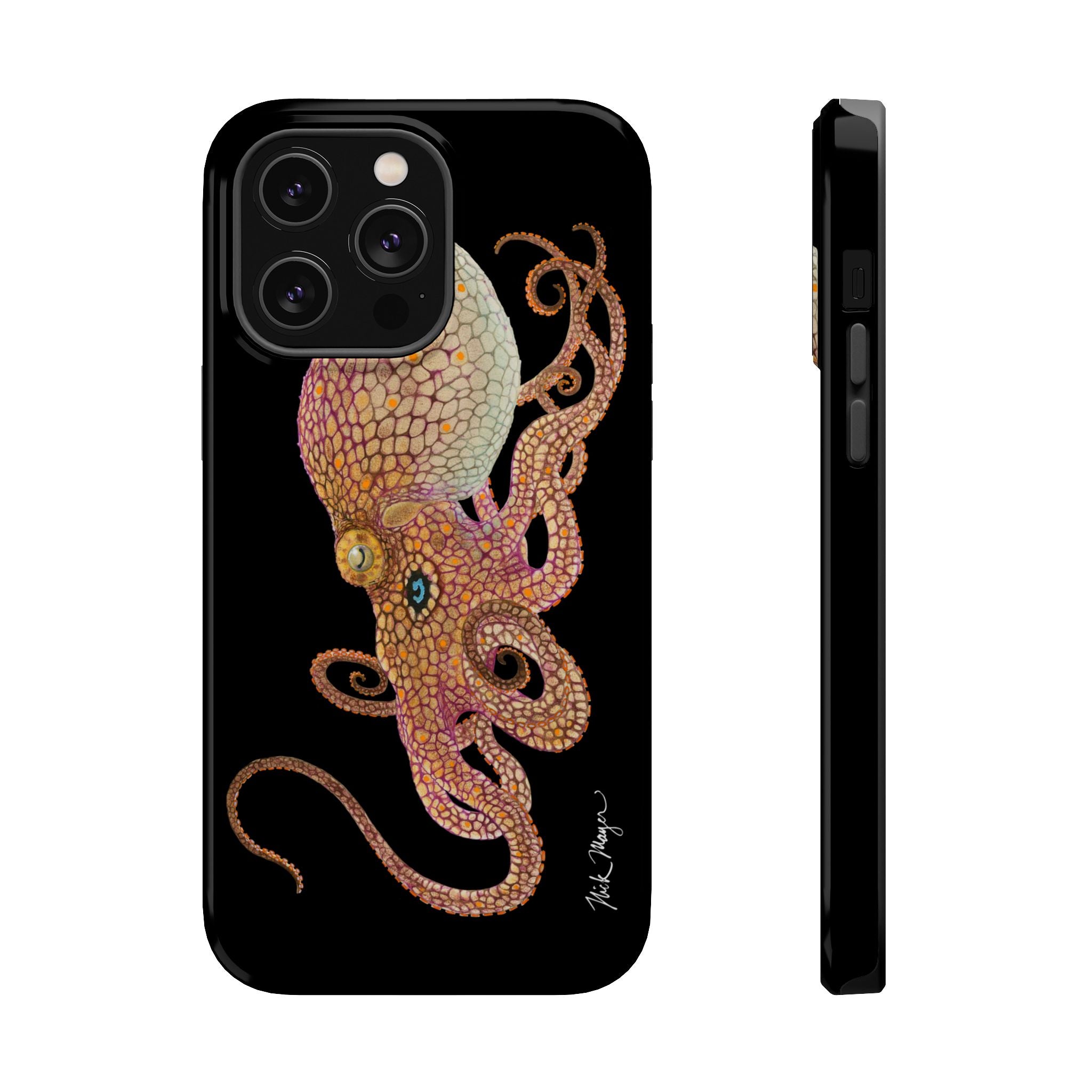 Two Spot Octopus MagSafe Black iPhone Case