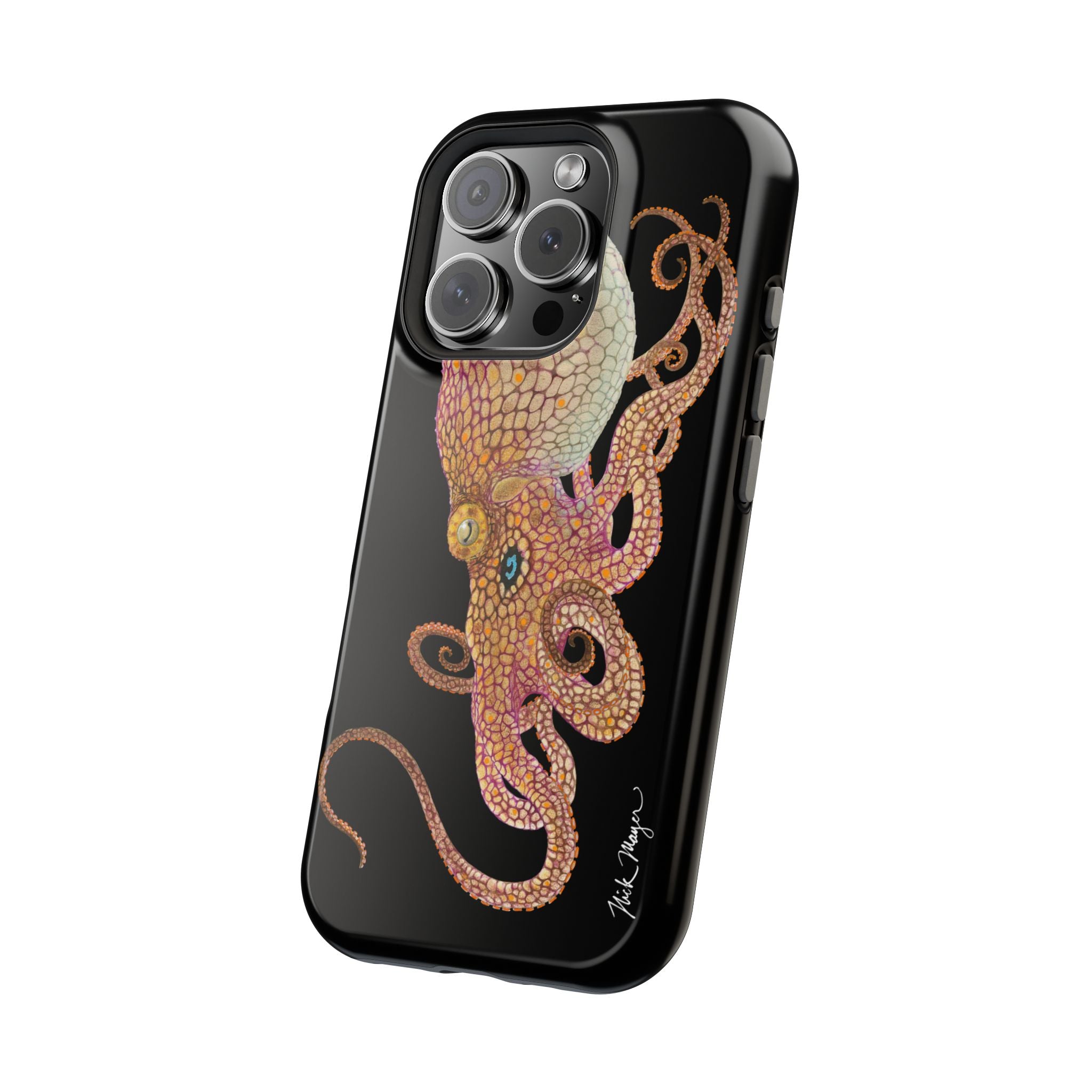 Two Spot Octopus MagSafe Black iPhone Case