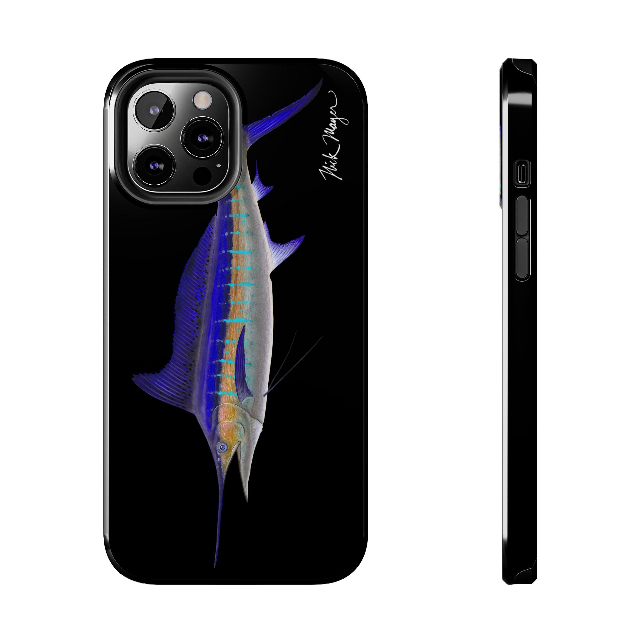 Striped Marlin Black Phone Case (iPhone)