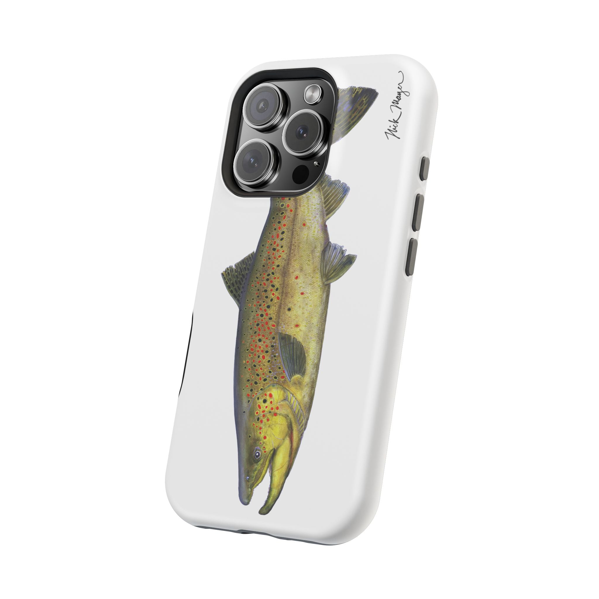 Brown Trout MagSafe White iPhone Case