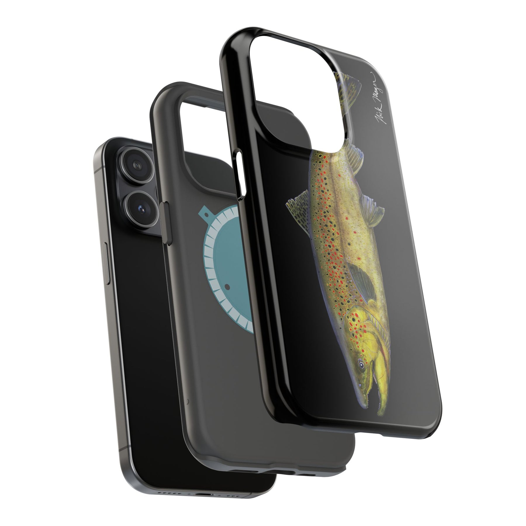 Brown Trout MagSafe Black iPhone Case