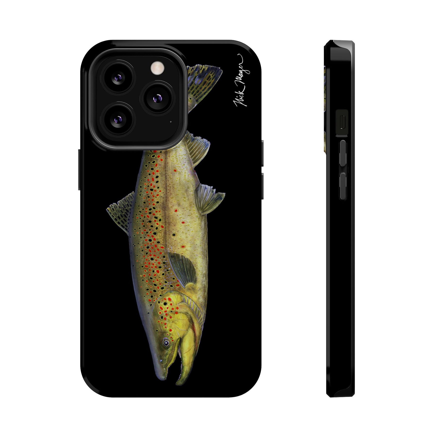 Brown Trout MagSafe Black iPhone Case