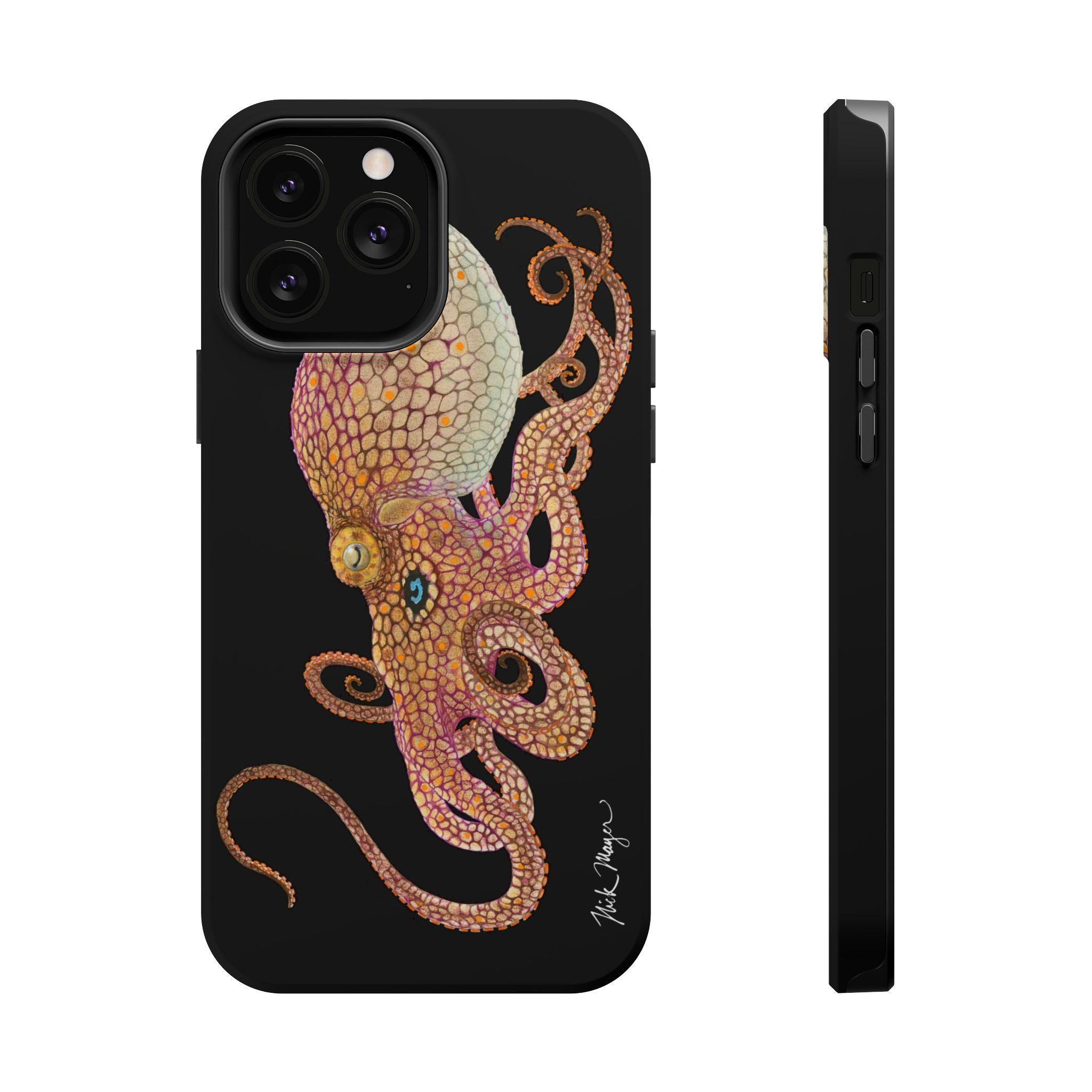 Two Spot Octopus MagSafe Black iPhone Case