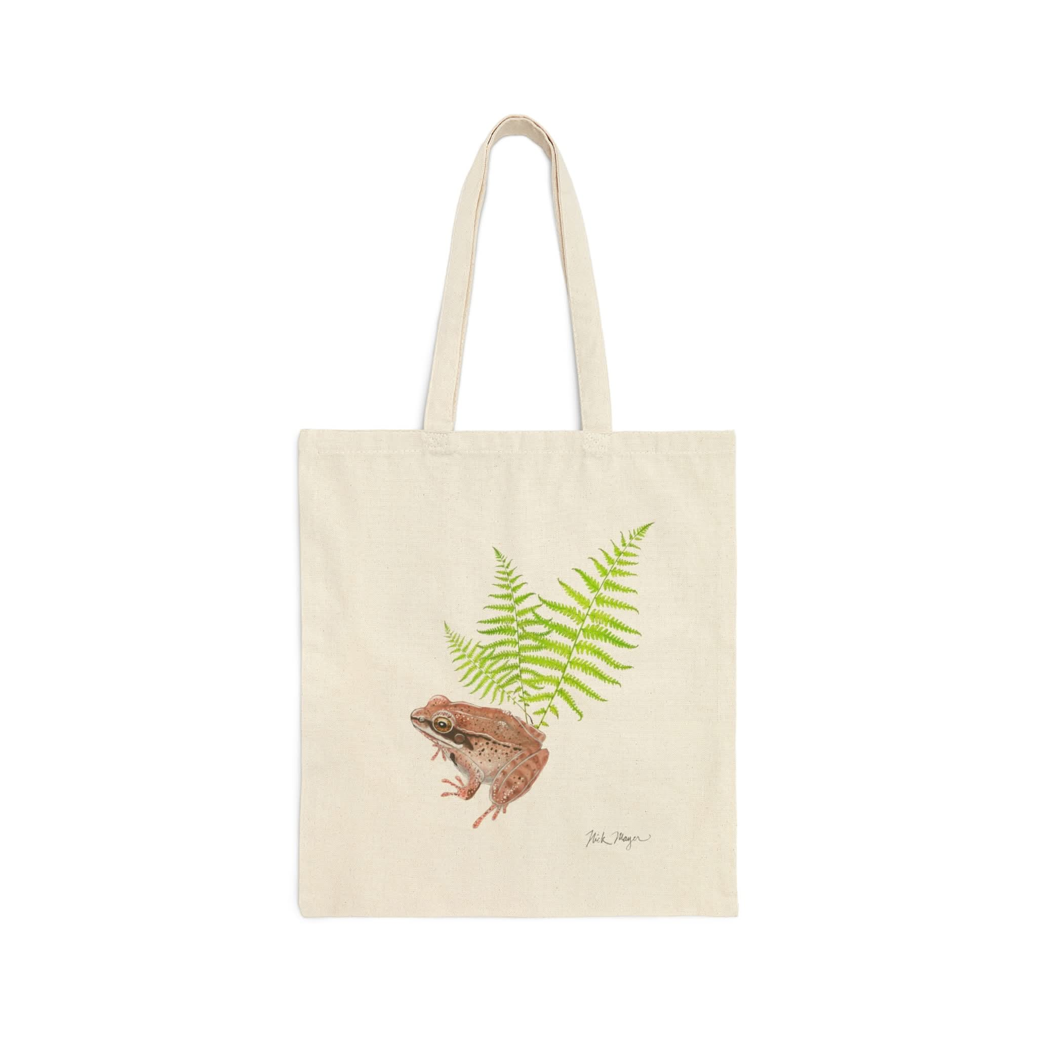 Wood Frog & Ferns Cotton Canvas Tote Bag