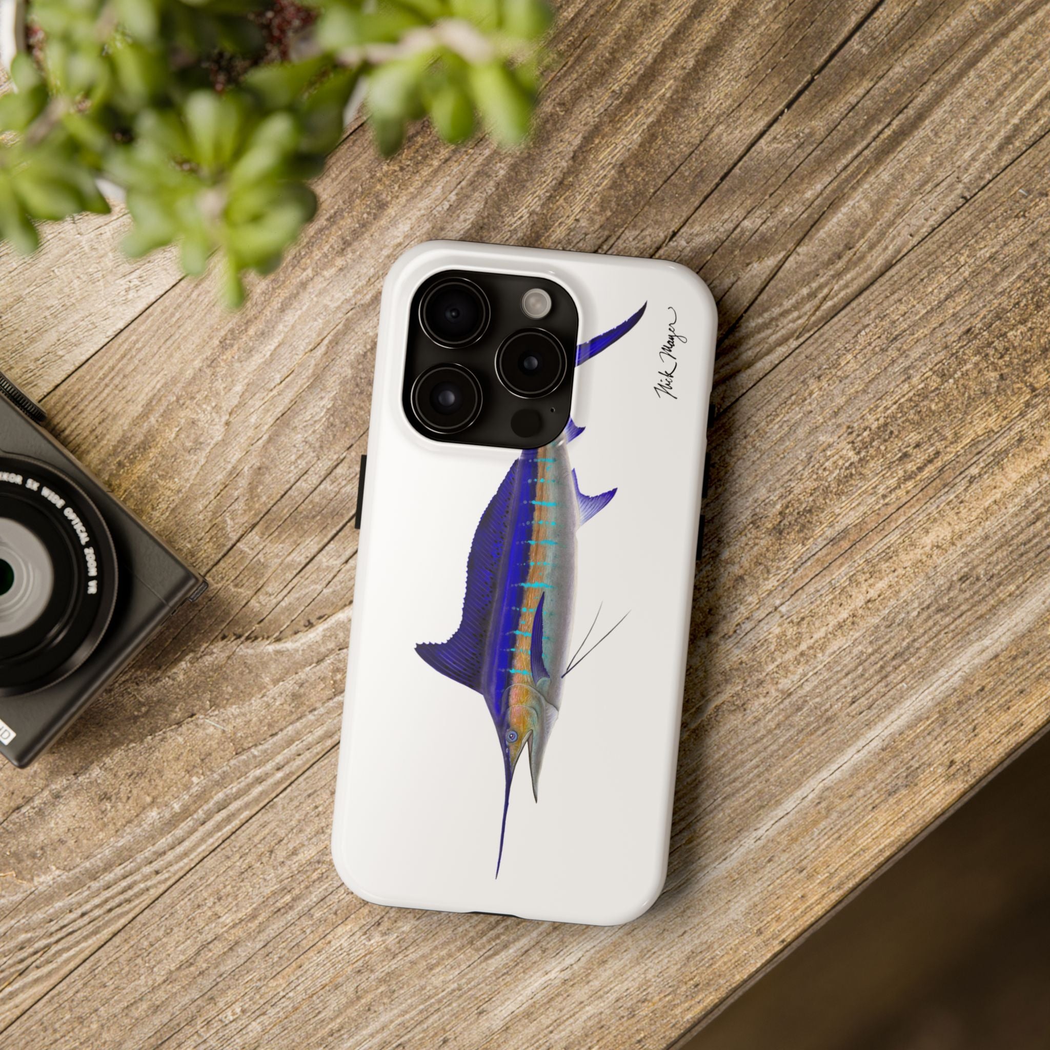 Striped Marlin White Phone Case (iPhone)