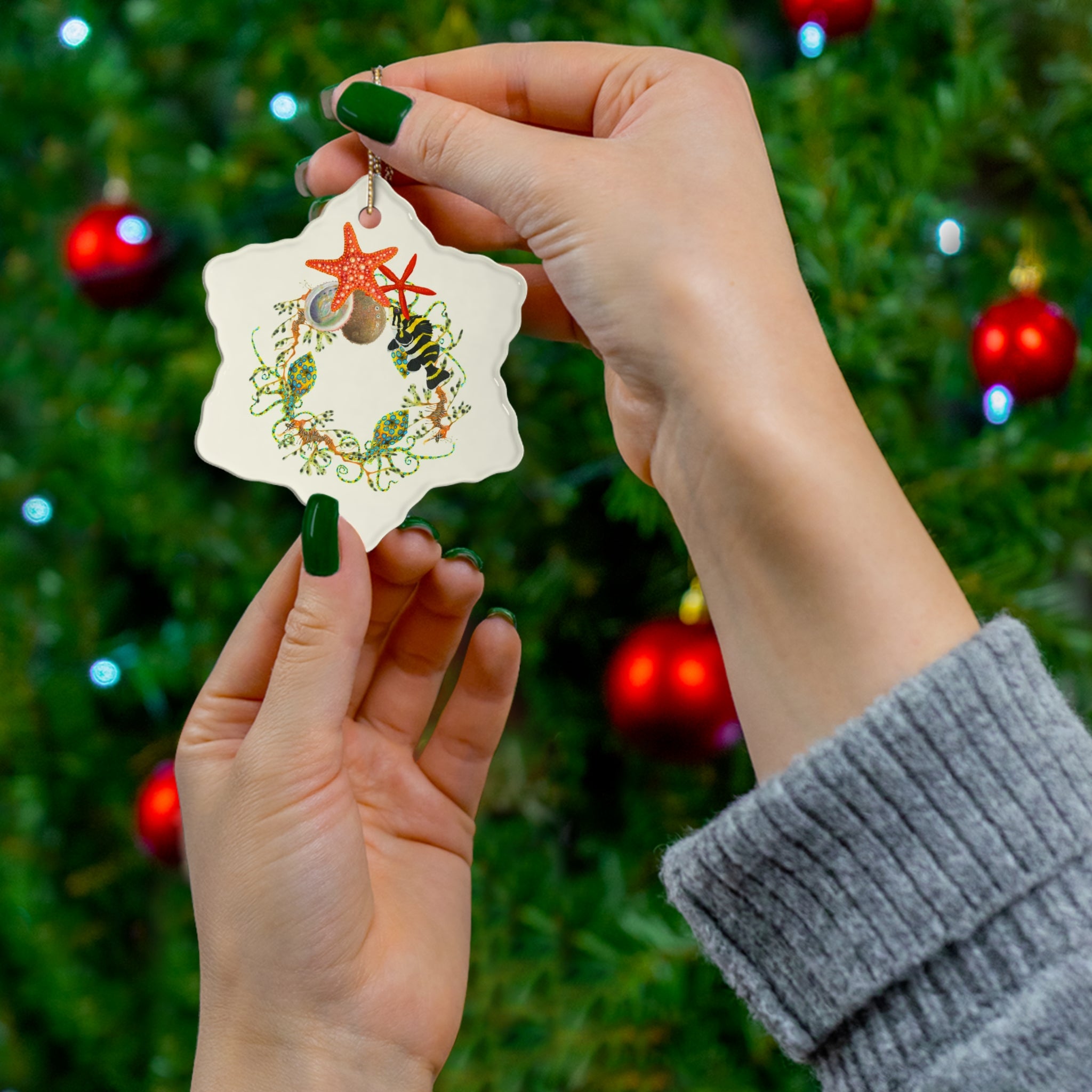 Nautical Wreath Ceramic Ornament