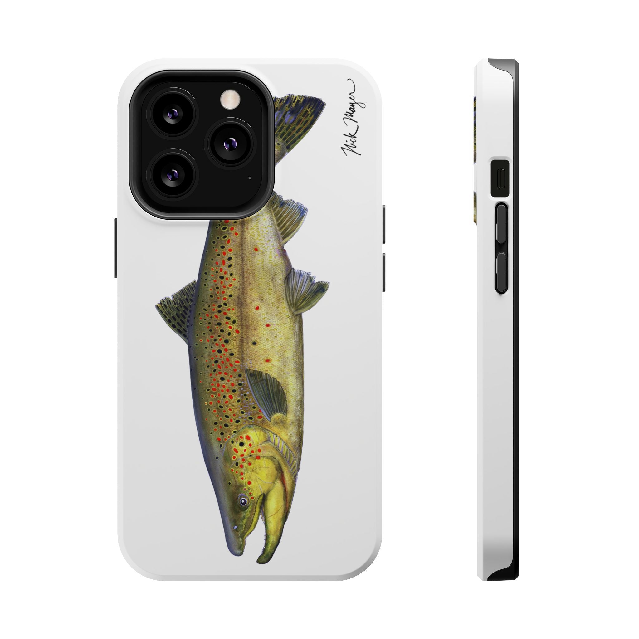 Brown Trout MagSafe White iPhone Case