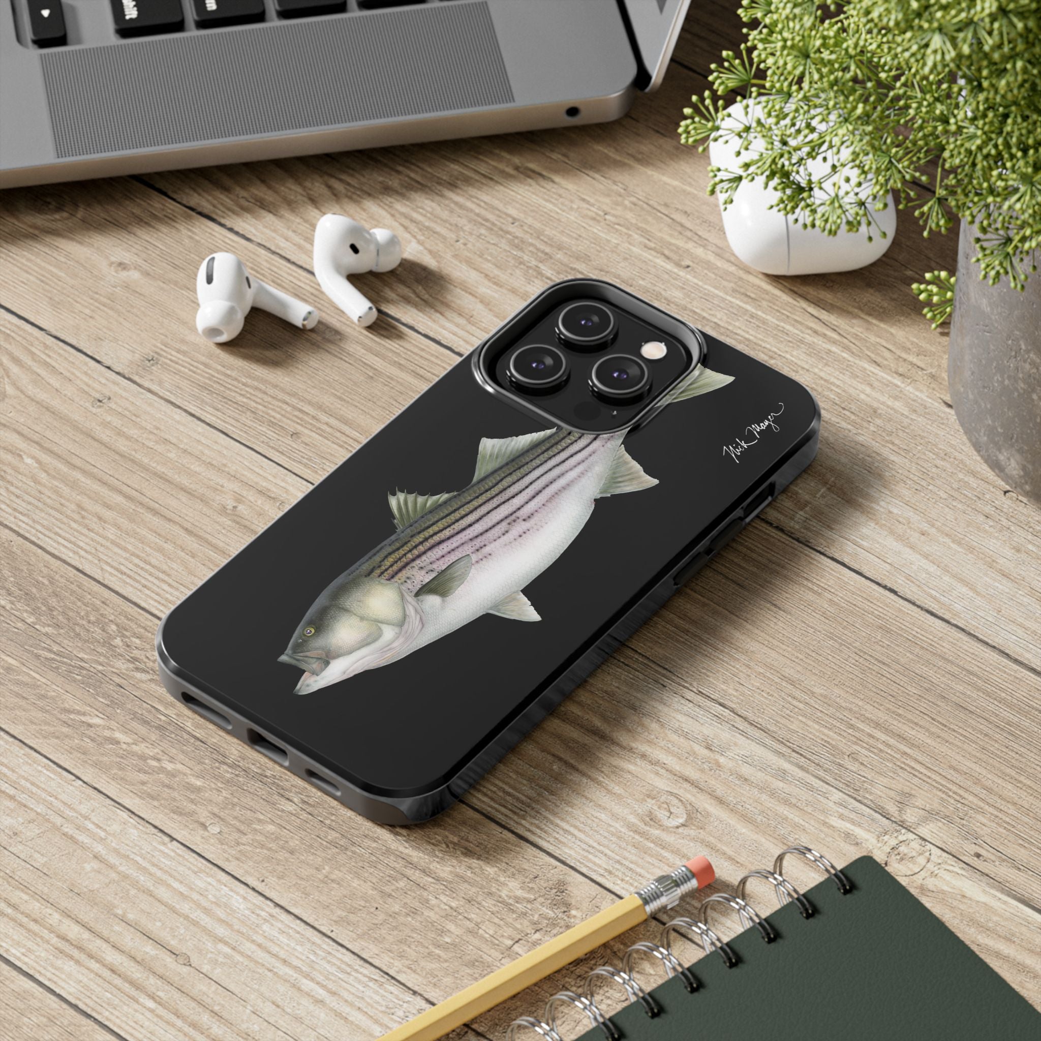 30 lb Striper - Black Phone Case (iPhone)