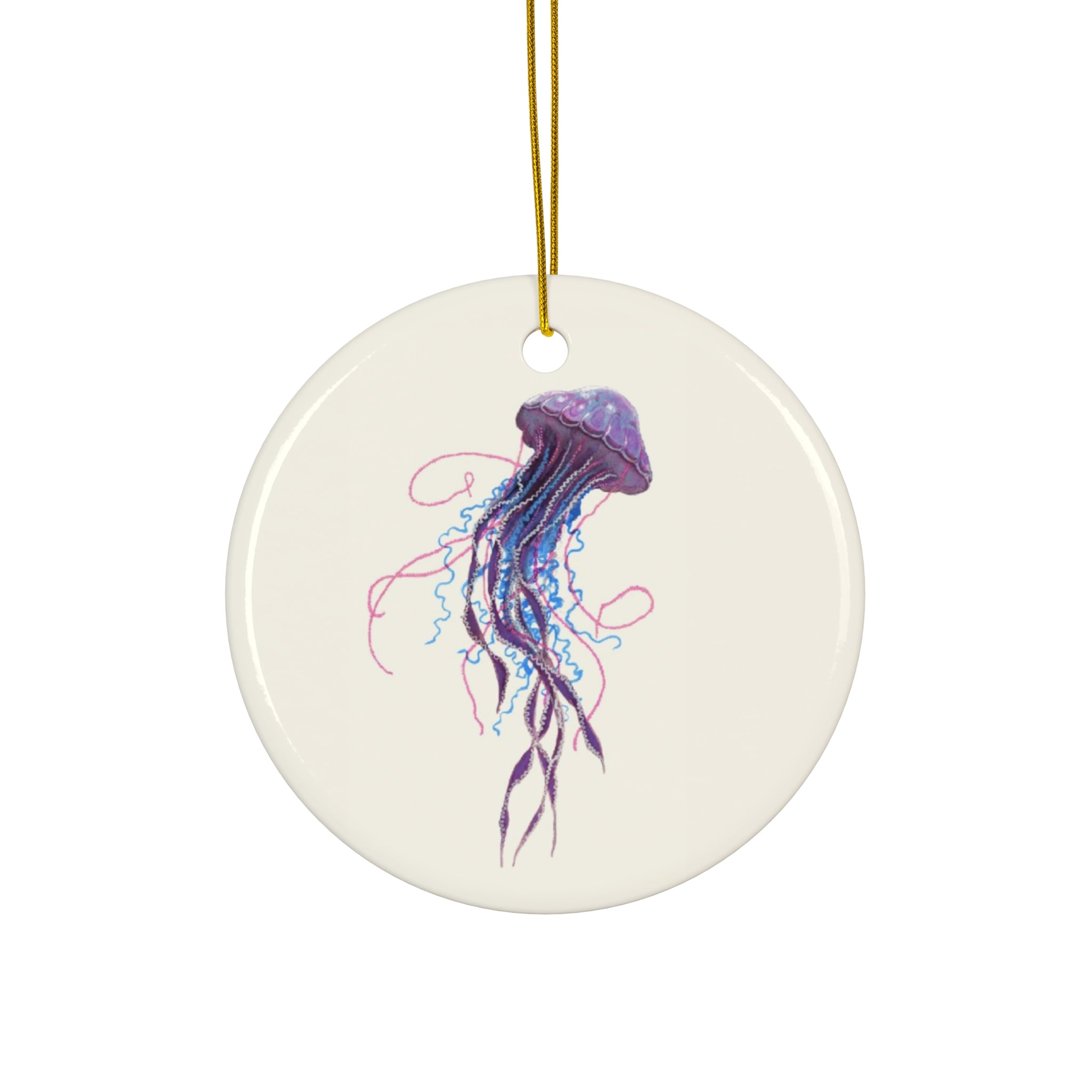 Purple Jellyfish 2 Ceramic Ornament