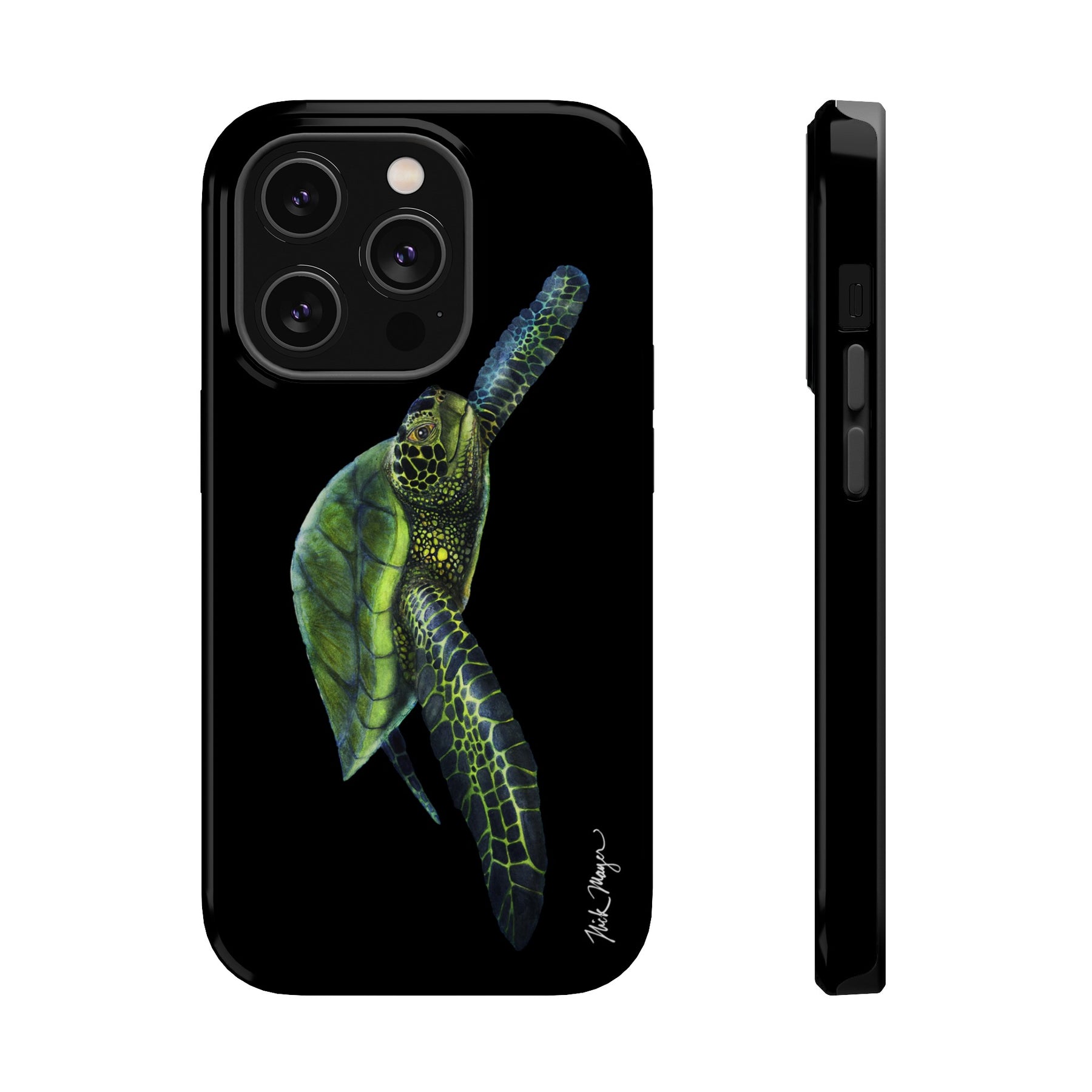 Green Sea Turtle MagSafe Black iPhone Case