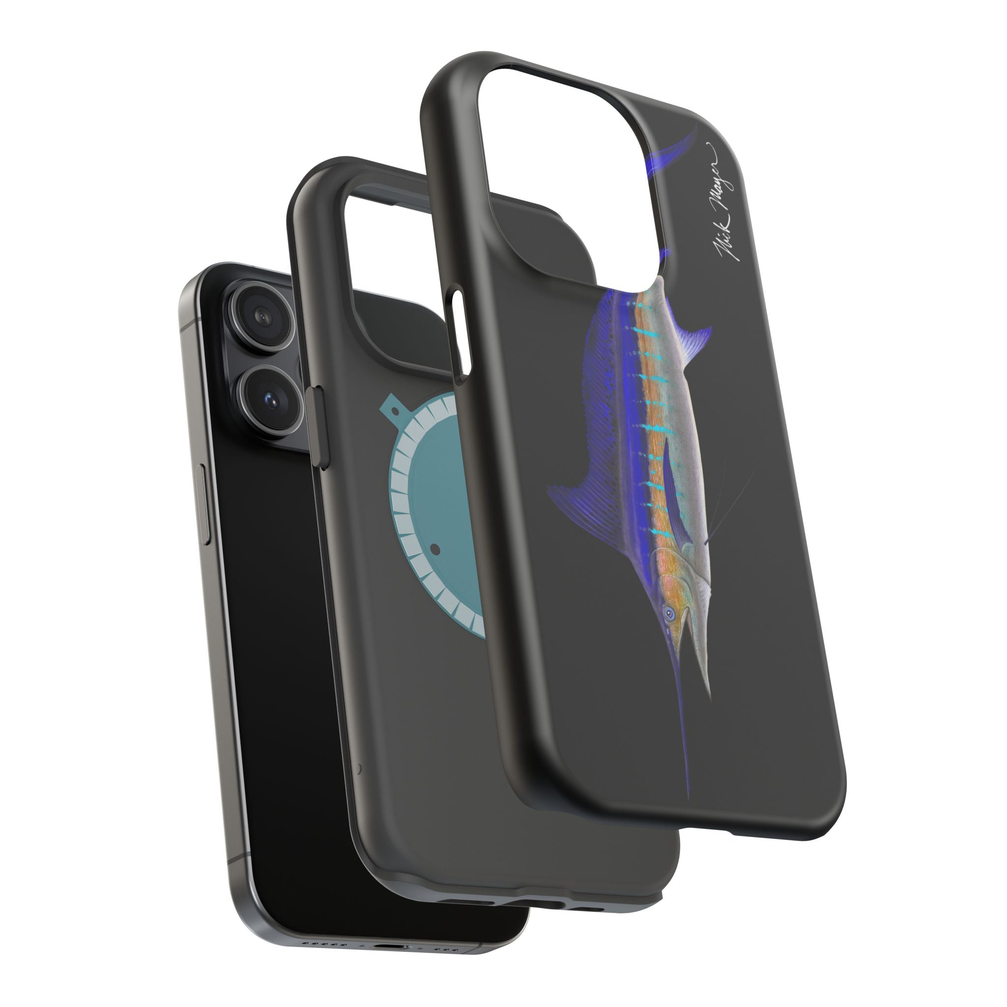 Striped Marlin MagSafe Black iPhone Case