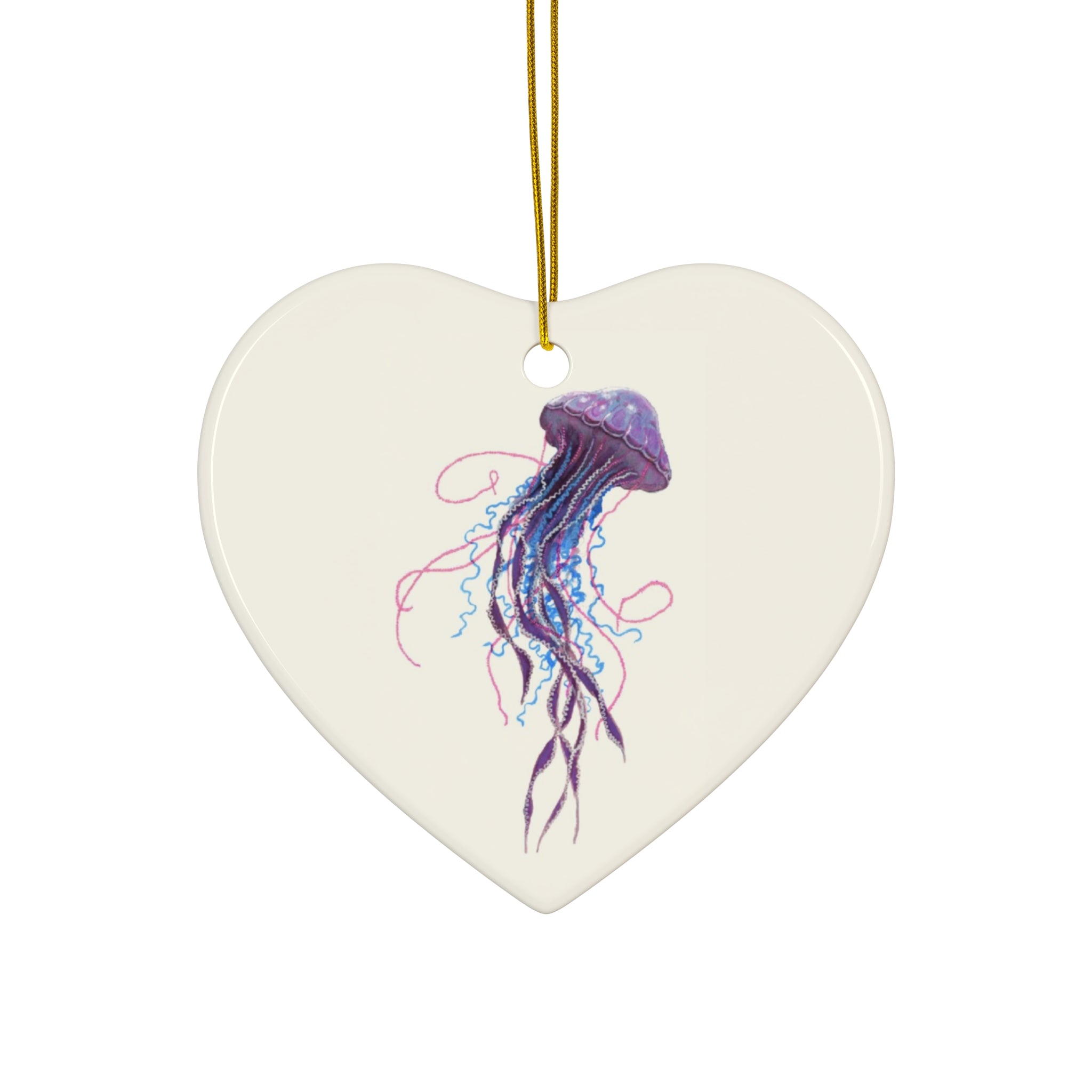 Purple Jellyfish 2 Ceramic Ornament