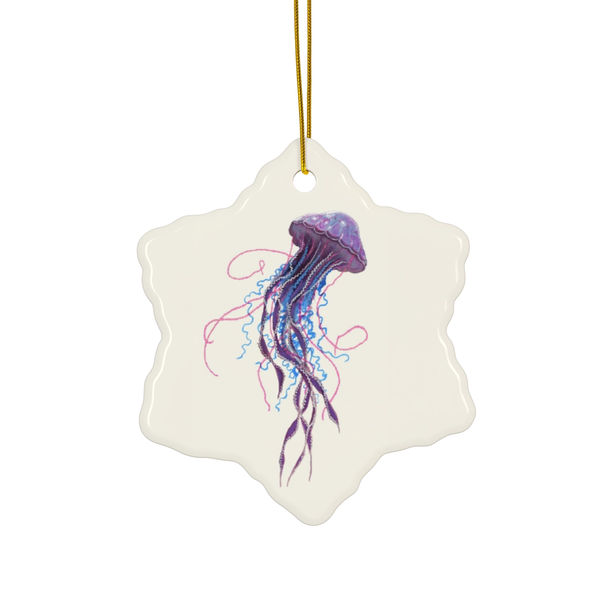 Purple Jellyfish 2 Ceramic Ornament