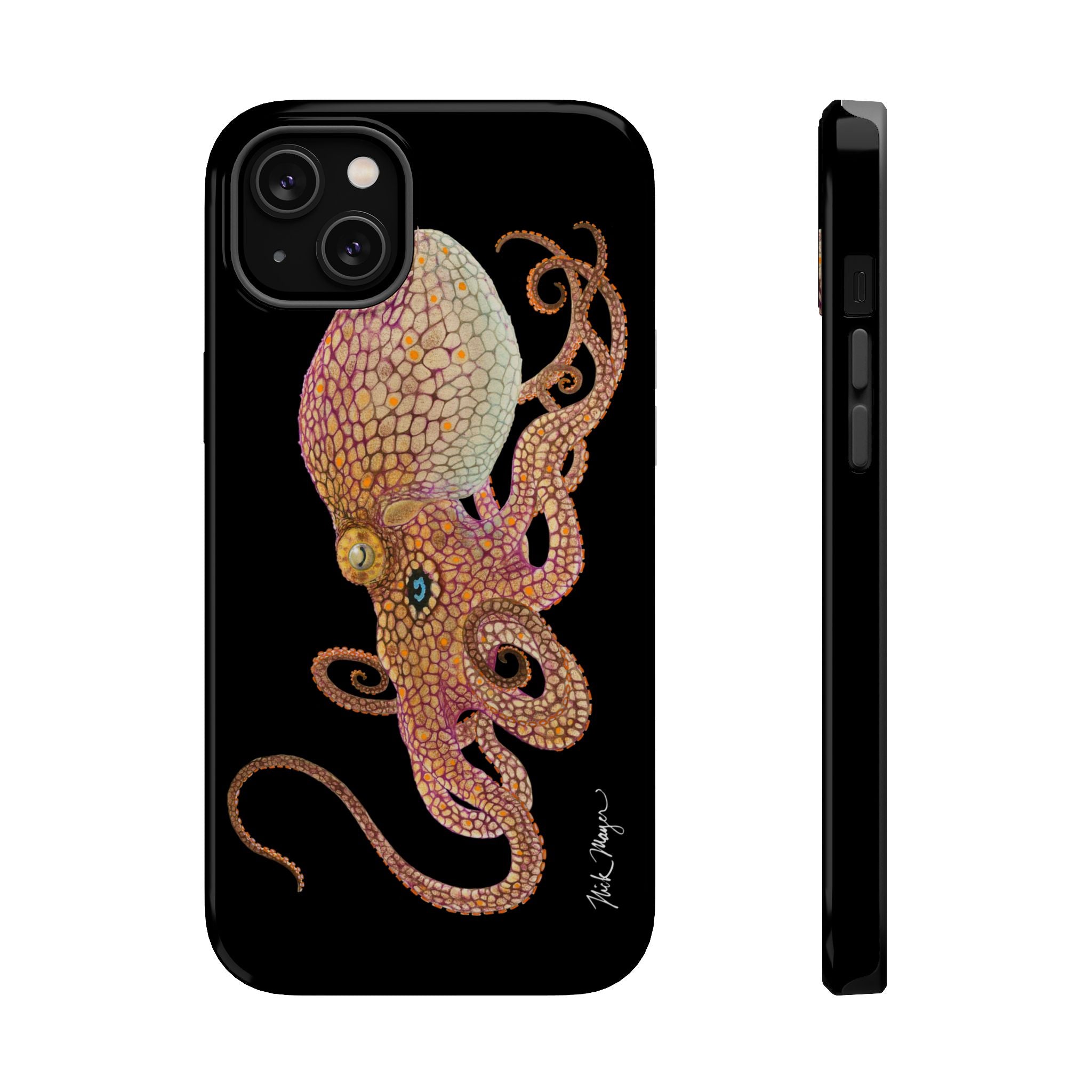 Two Spot Octopus MagSafe Black iPhone Case