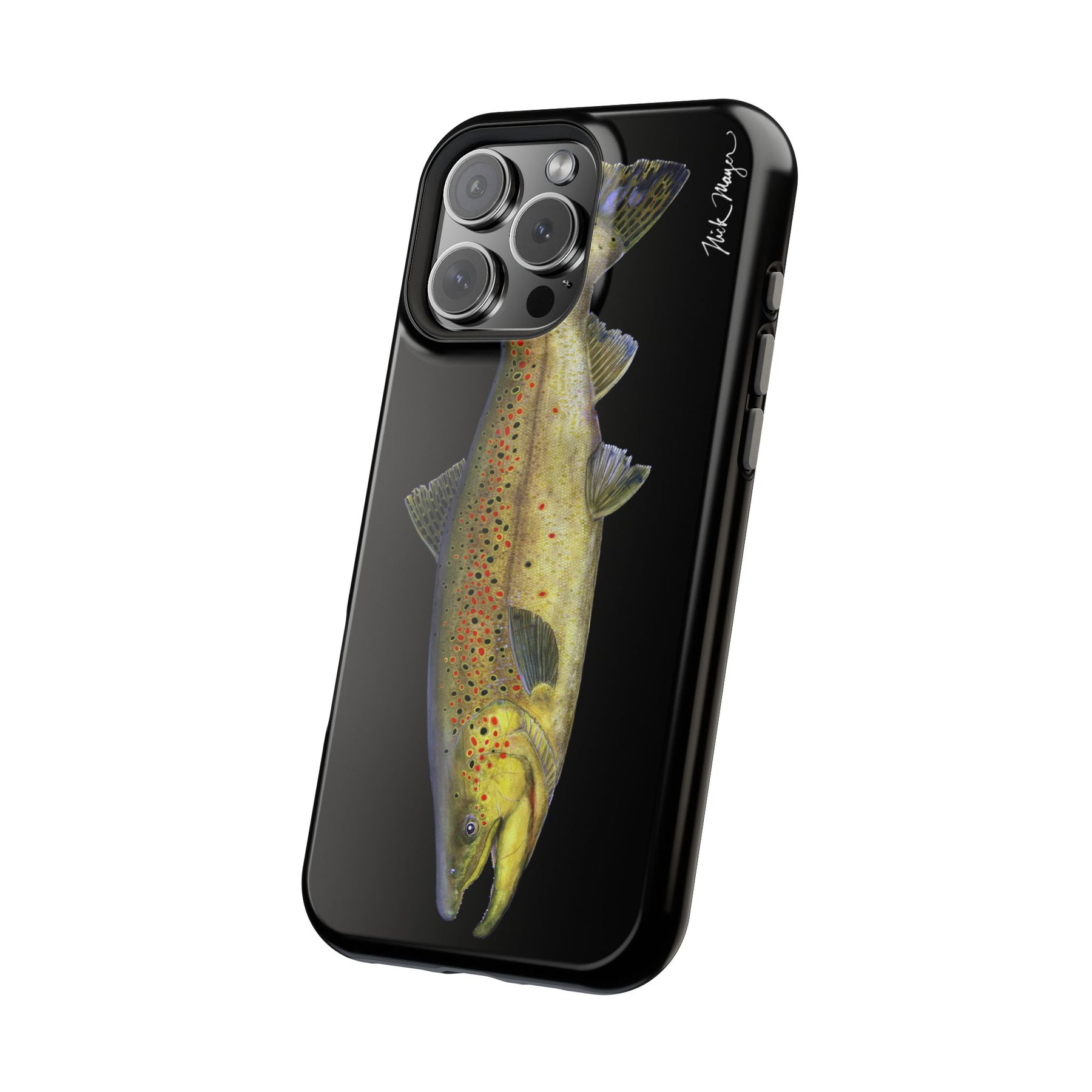 Brown Trout MagSafe Black iPhone Case