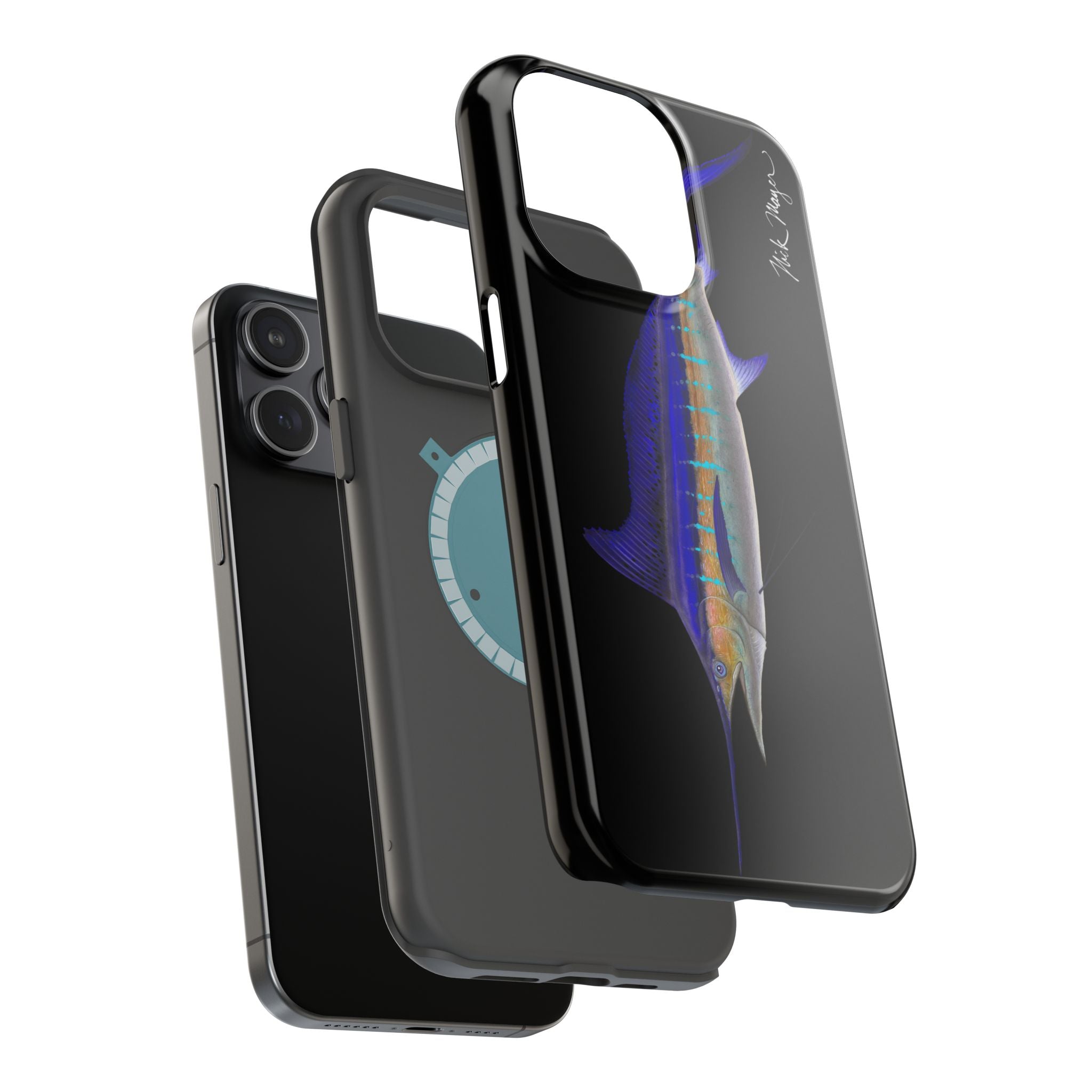 Striped Marlin MagSafe Black iPhone Case