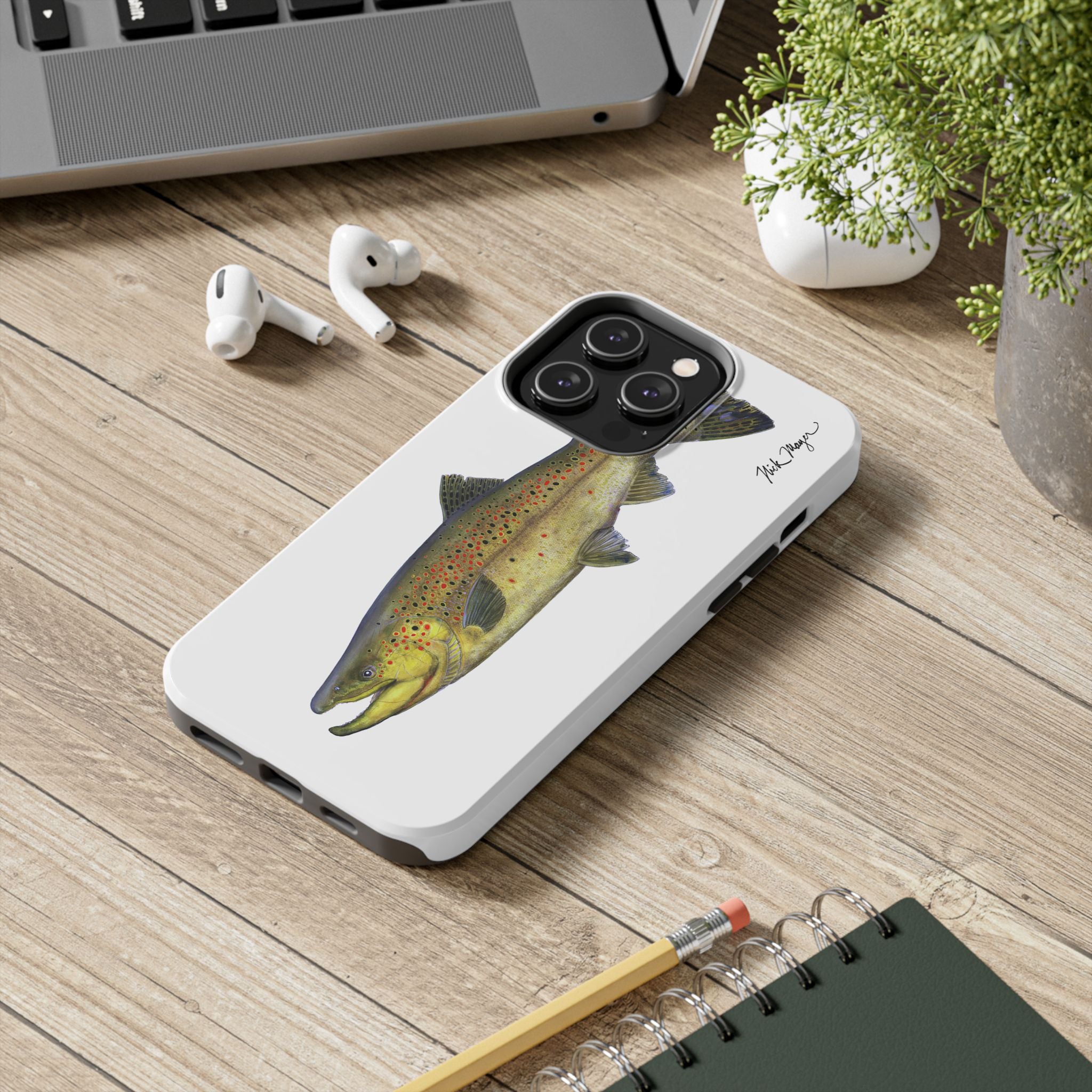 Brown Trout White Phone Case (iPhone)