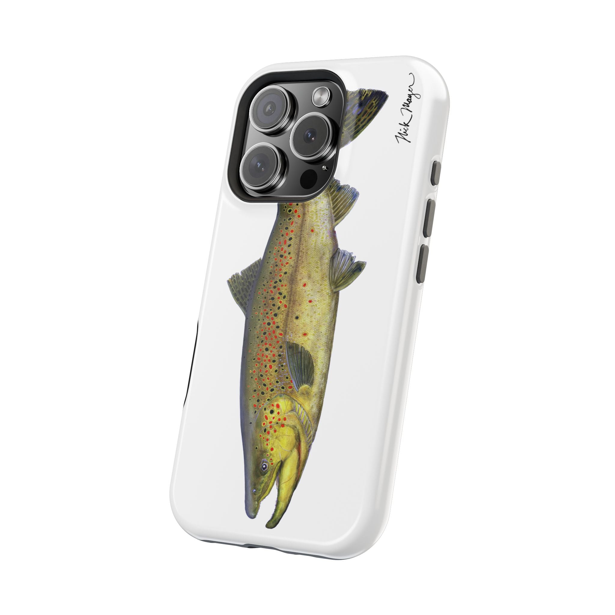 Brown Trout MagSafe White iPhone Case