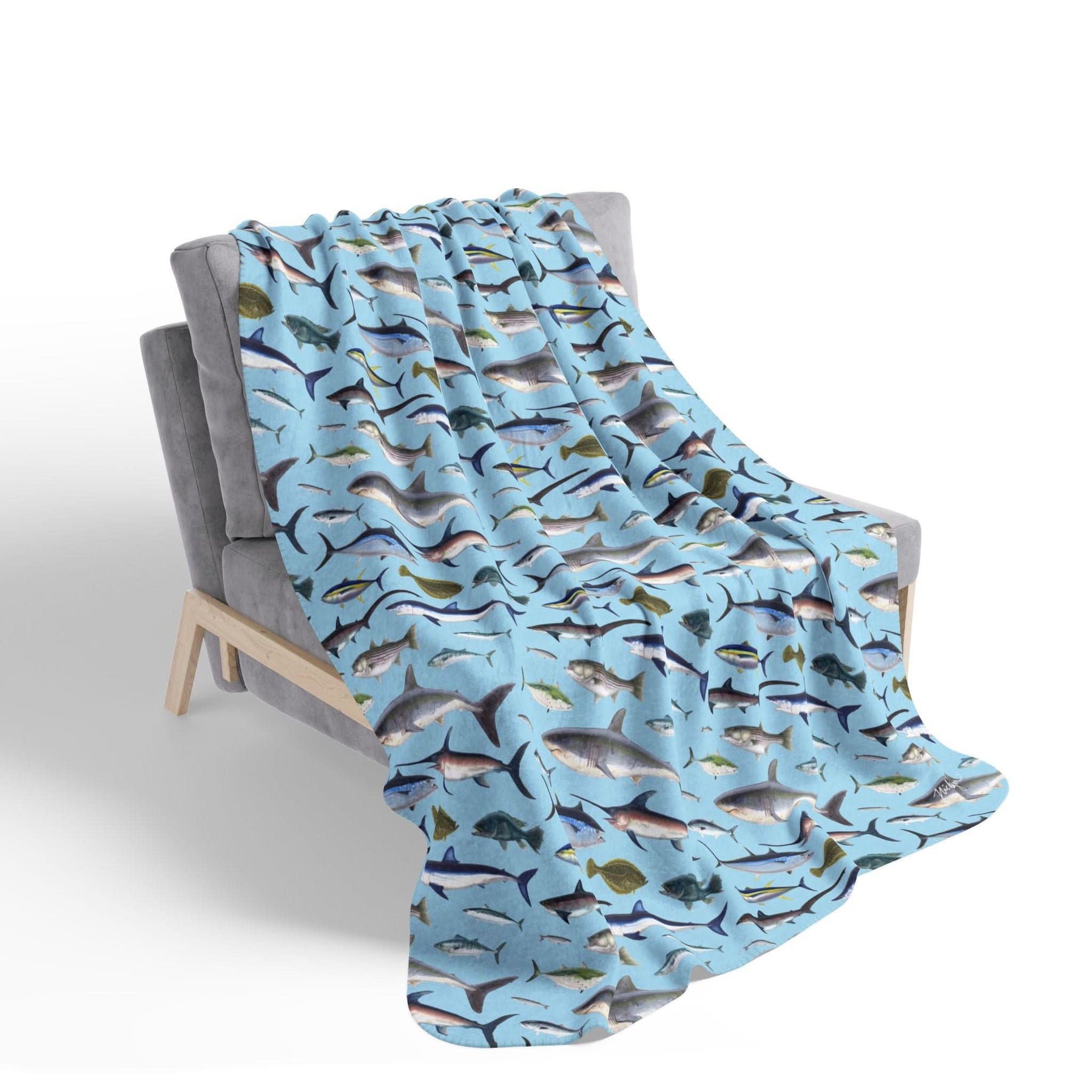 NE Fish Super Soft Fleece Sherpa Blanket