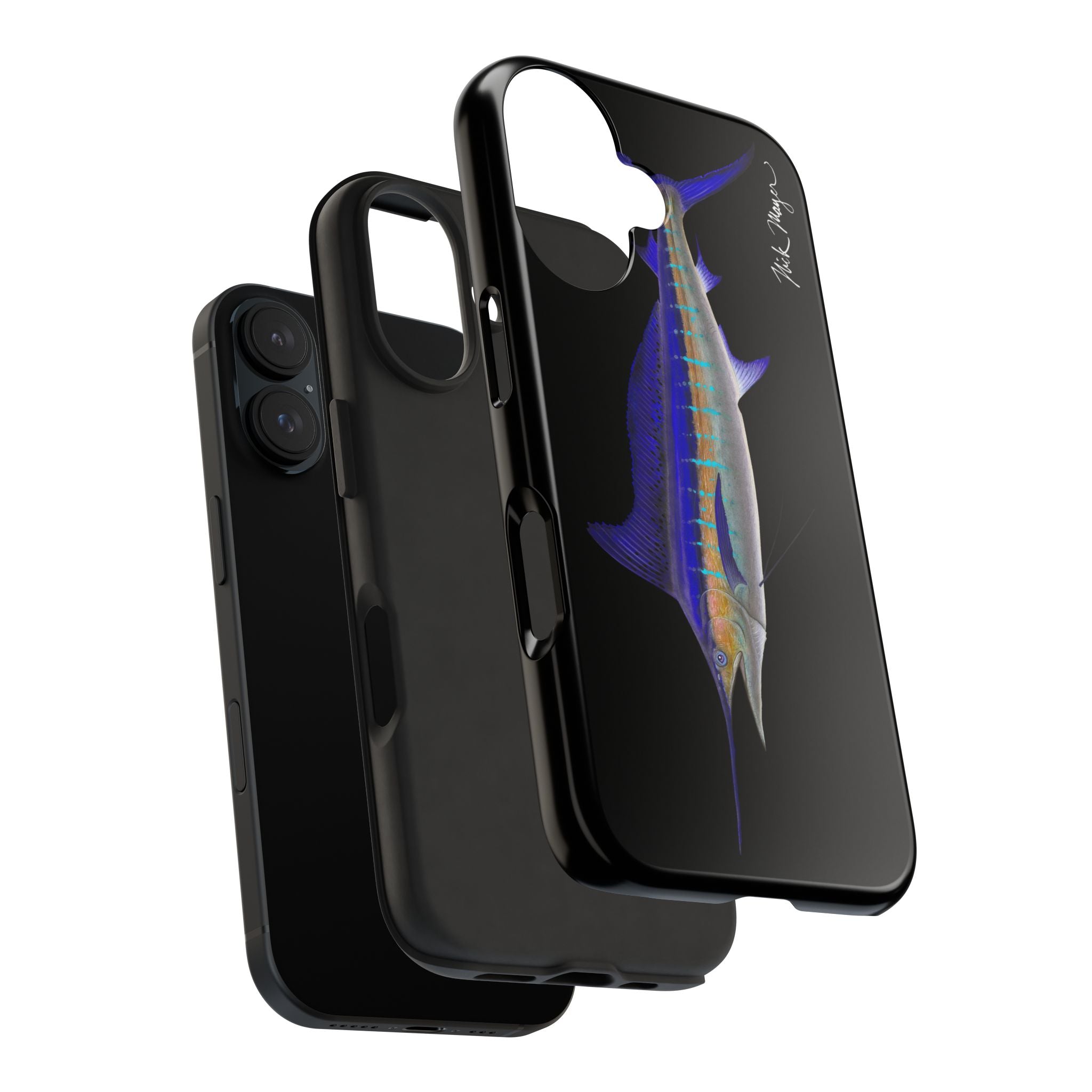 Striped Marlin Black Phone Case (iPhone)