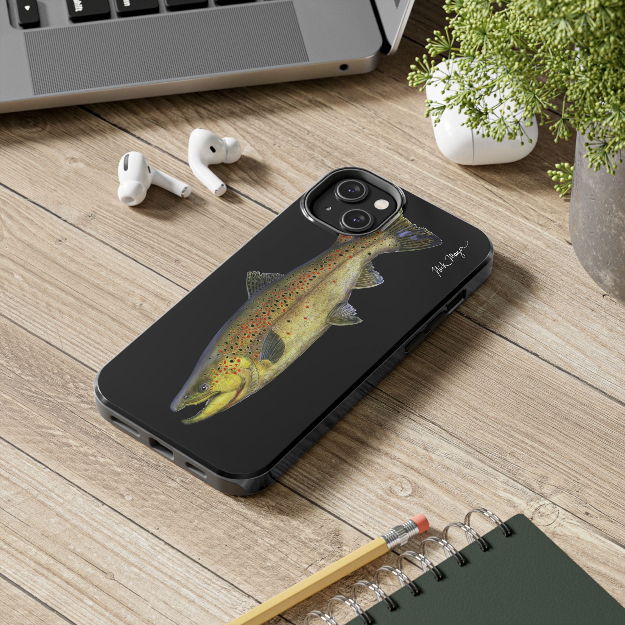 Brown Trout Black Phone Case (iPhone)