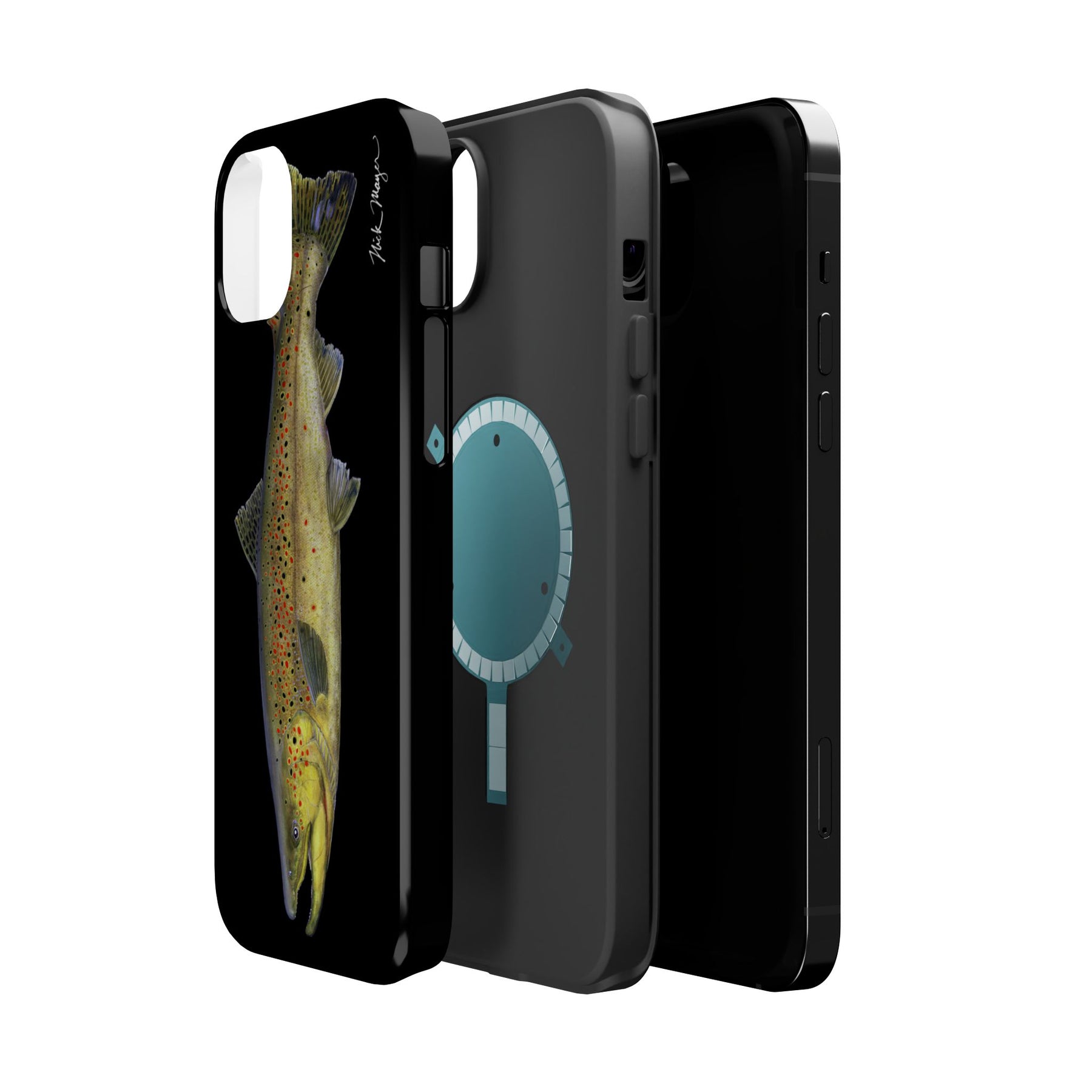 Brown Trout MagSafe Black iPhone Case