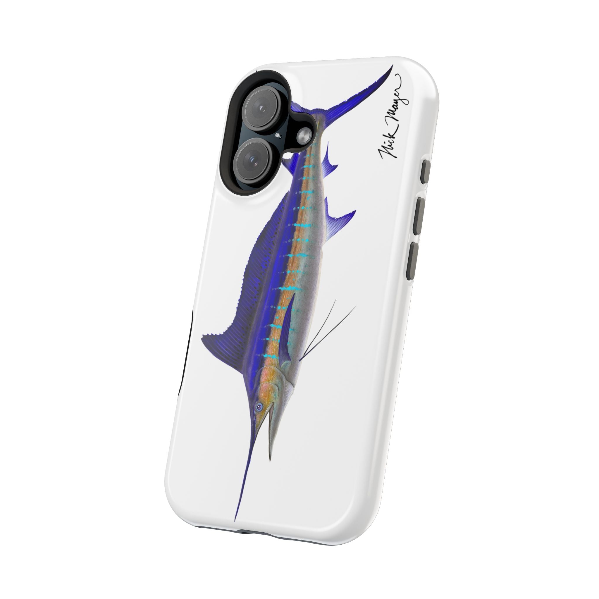 Striped Marlin MagSafe White iPhone Case