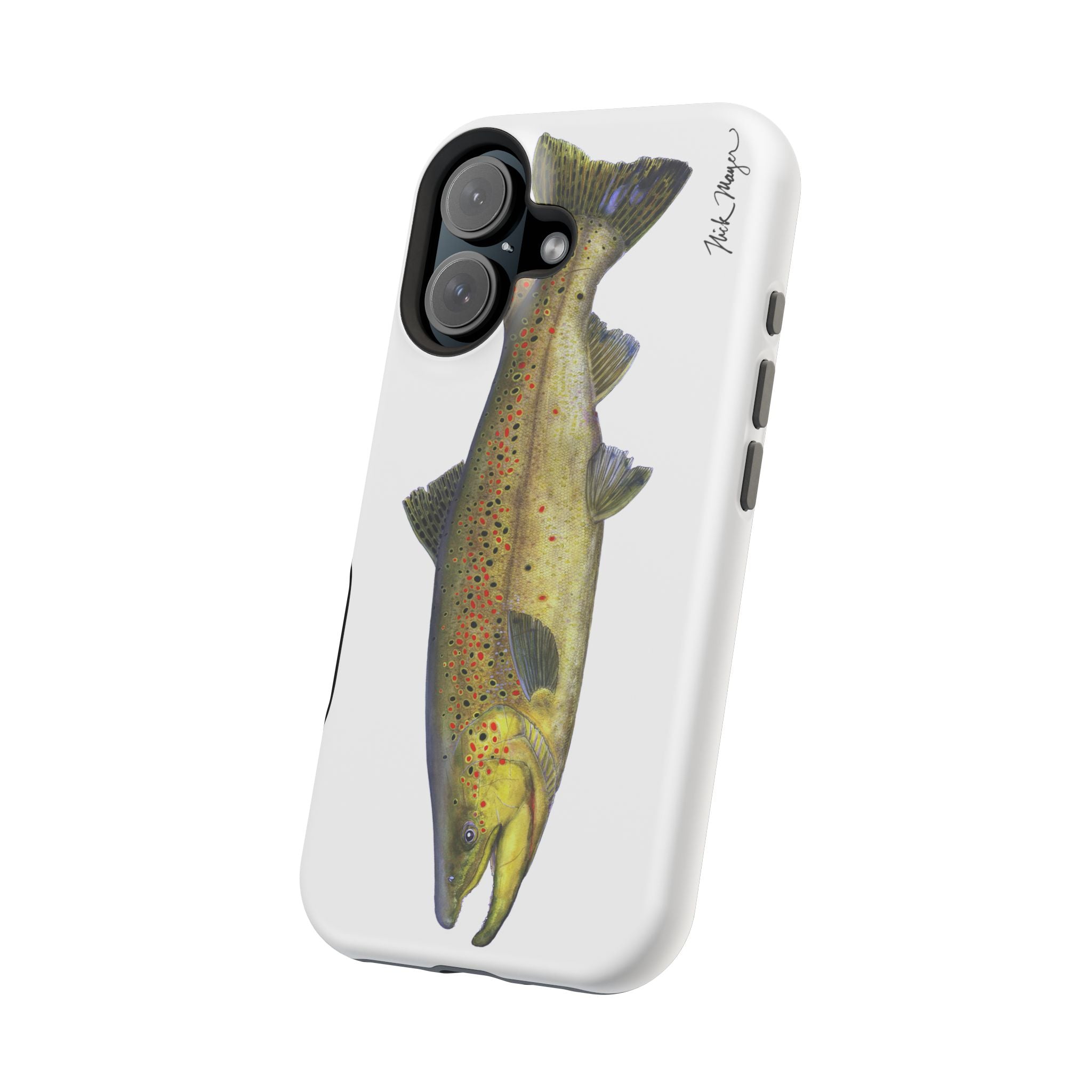 Brown Trout MagSafe White iPhone Case