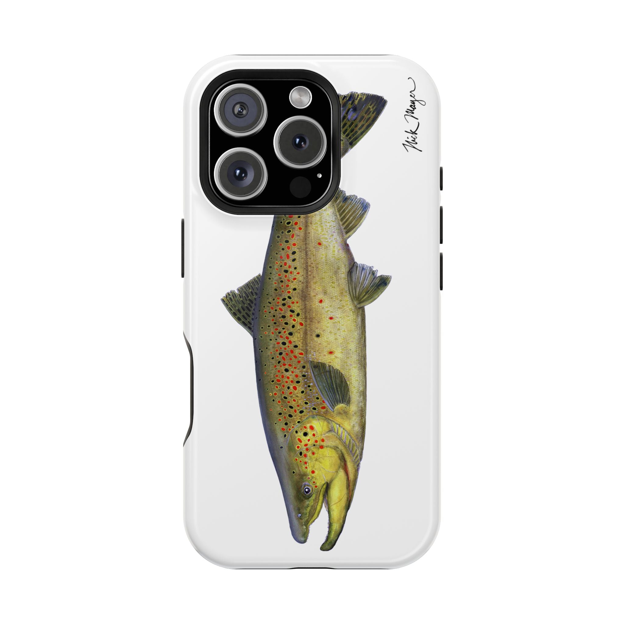 Brown Trout MagSafe White iPhone Case