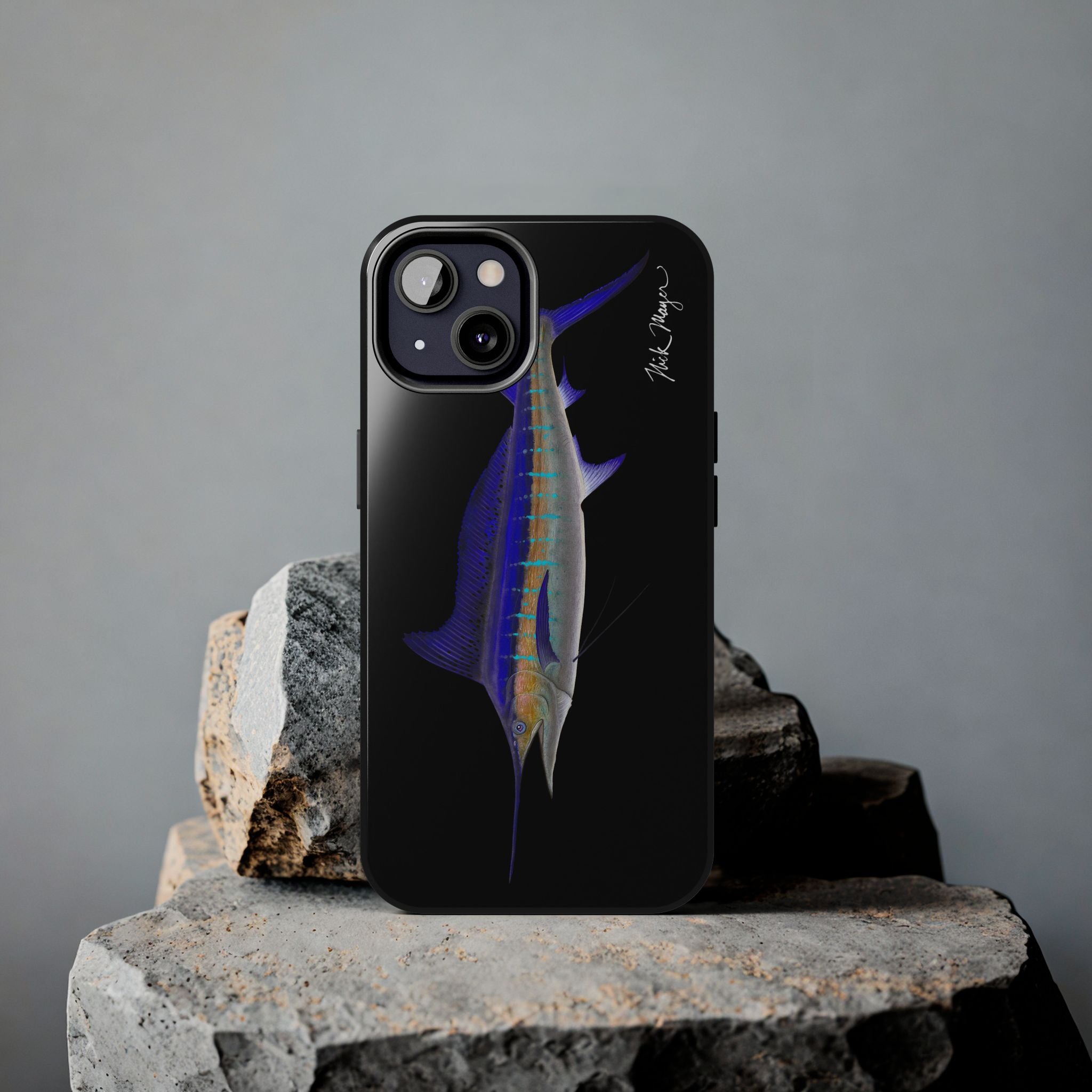 Striped Marlin Black Phone Case (iPhone)