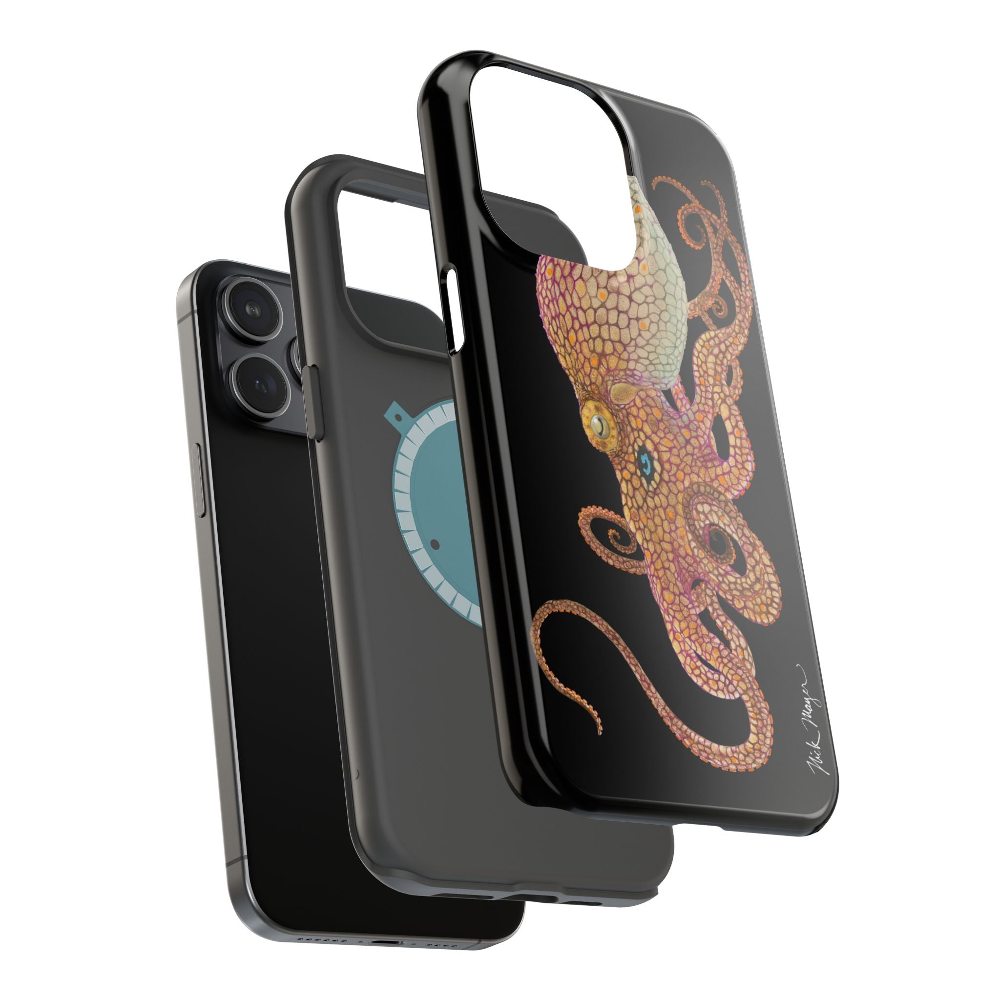 Two Spot Octopus MagSafe Black iPhone Case