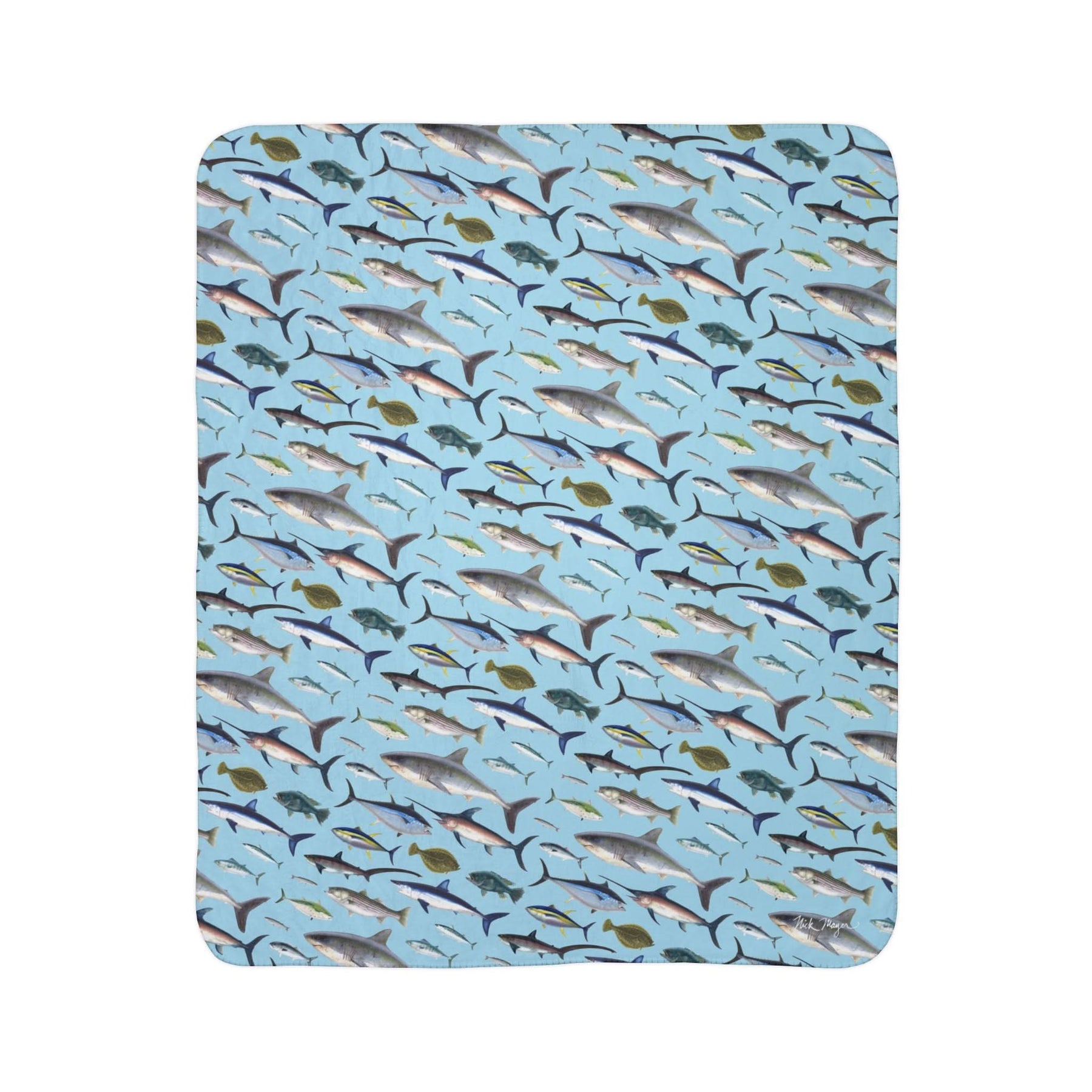 NE Fish Super Soft Fleece Sherpa Blanket