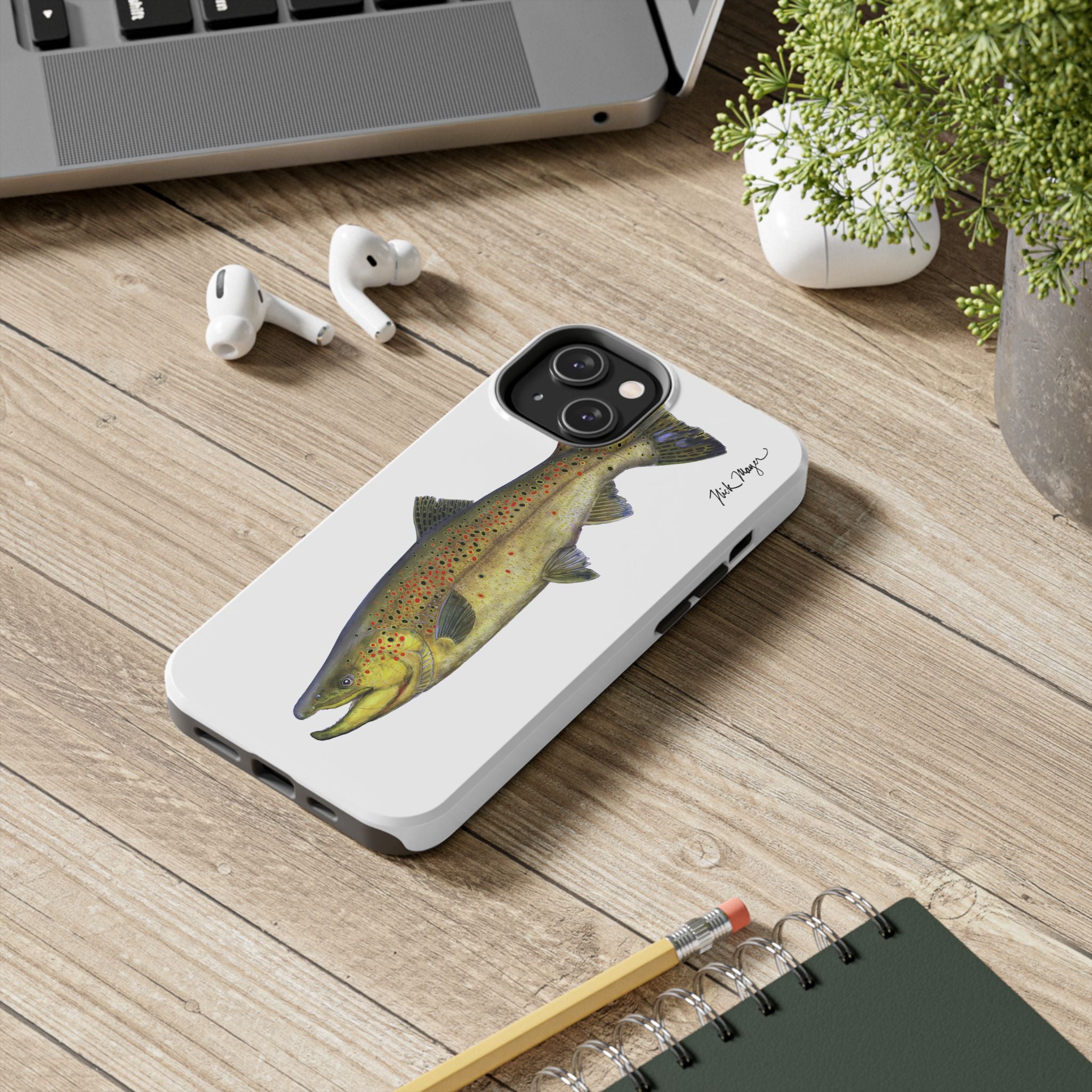 Brown Trout White Phone Case (iPhone)