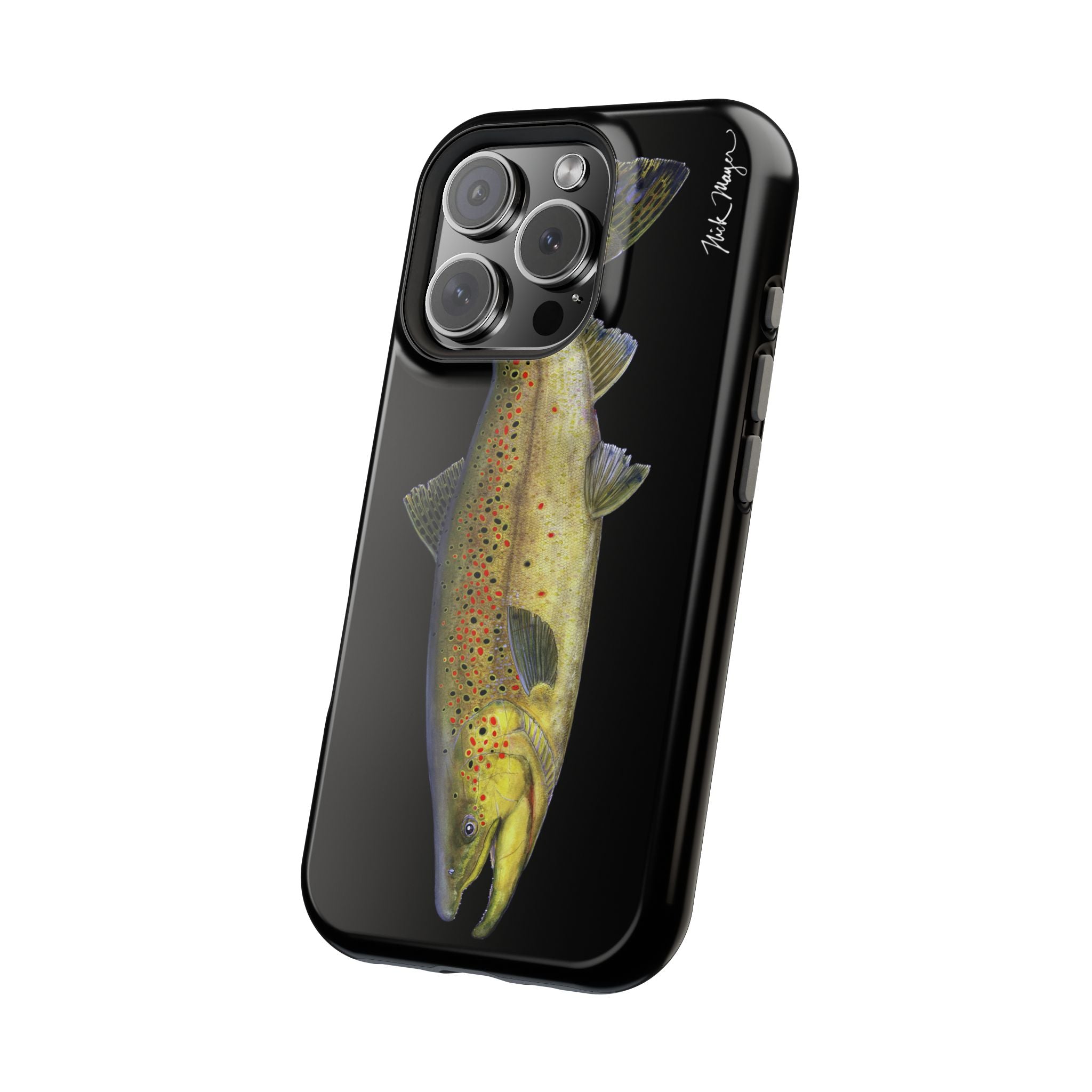 Brown Trout MagSafe Black iPhone Case